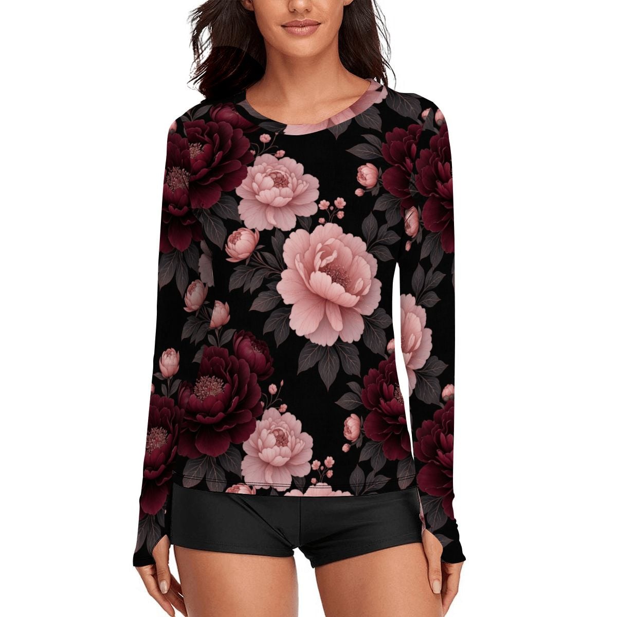 Women's LongSleeve Sun Shirts 01peoniegardenaop