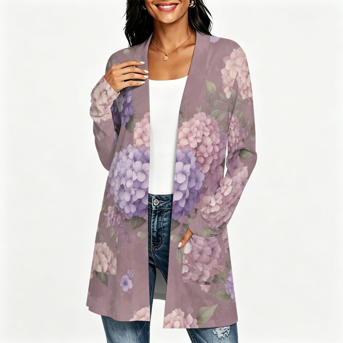Women's Lightweight Open Front Cardigan 08hortensjelawendaaop