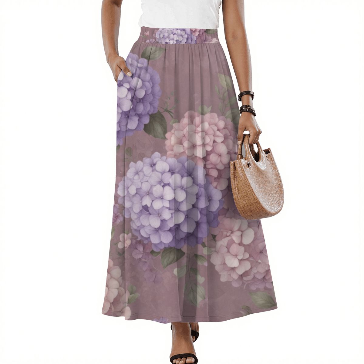 Midi Skirt with Pockets 08hortensjelawendaaop