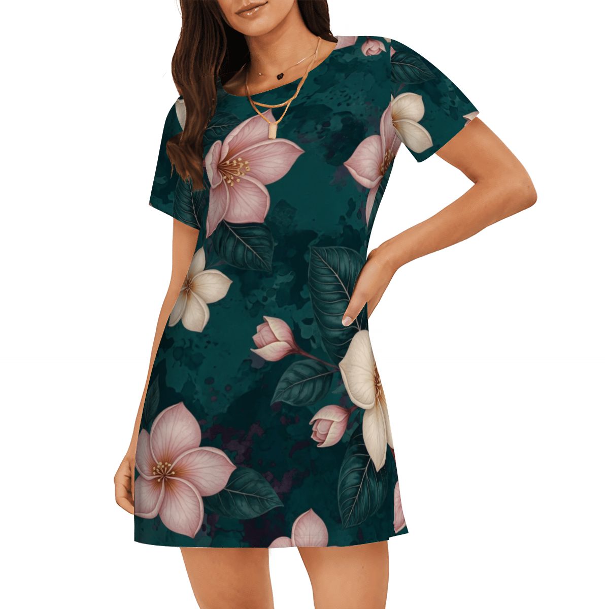 Women's Loose ShortSleeve Nightgown 10plumeriatropikaop