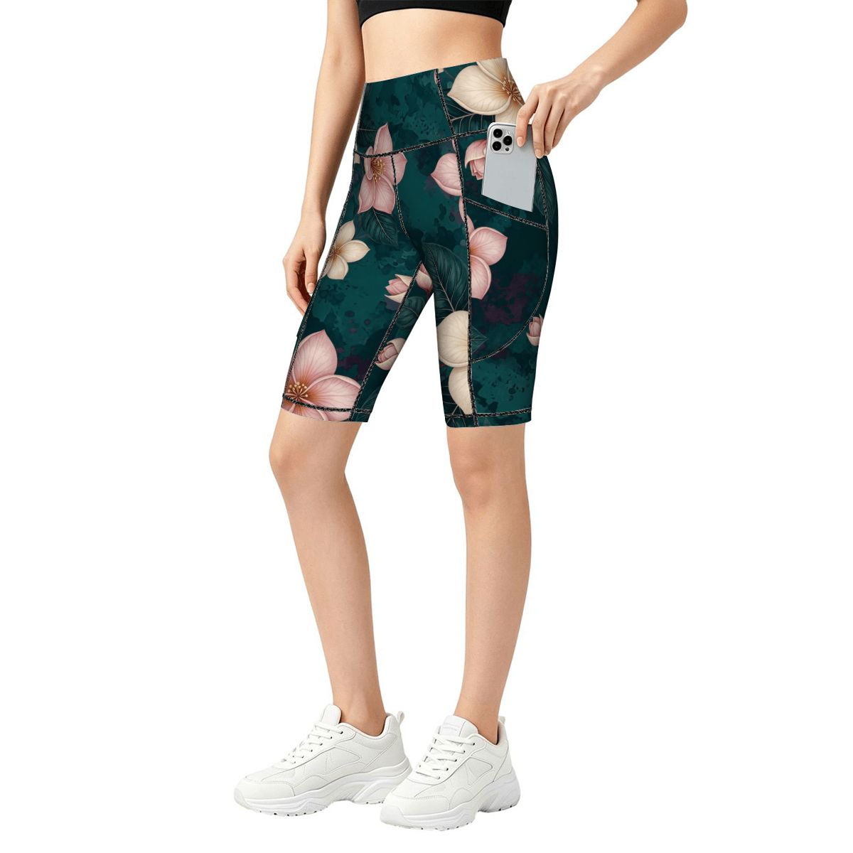 Women's Biker Shorts with Pockets 10plumeriatropikaop