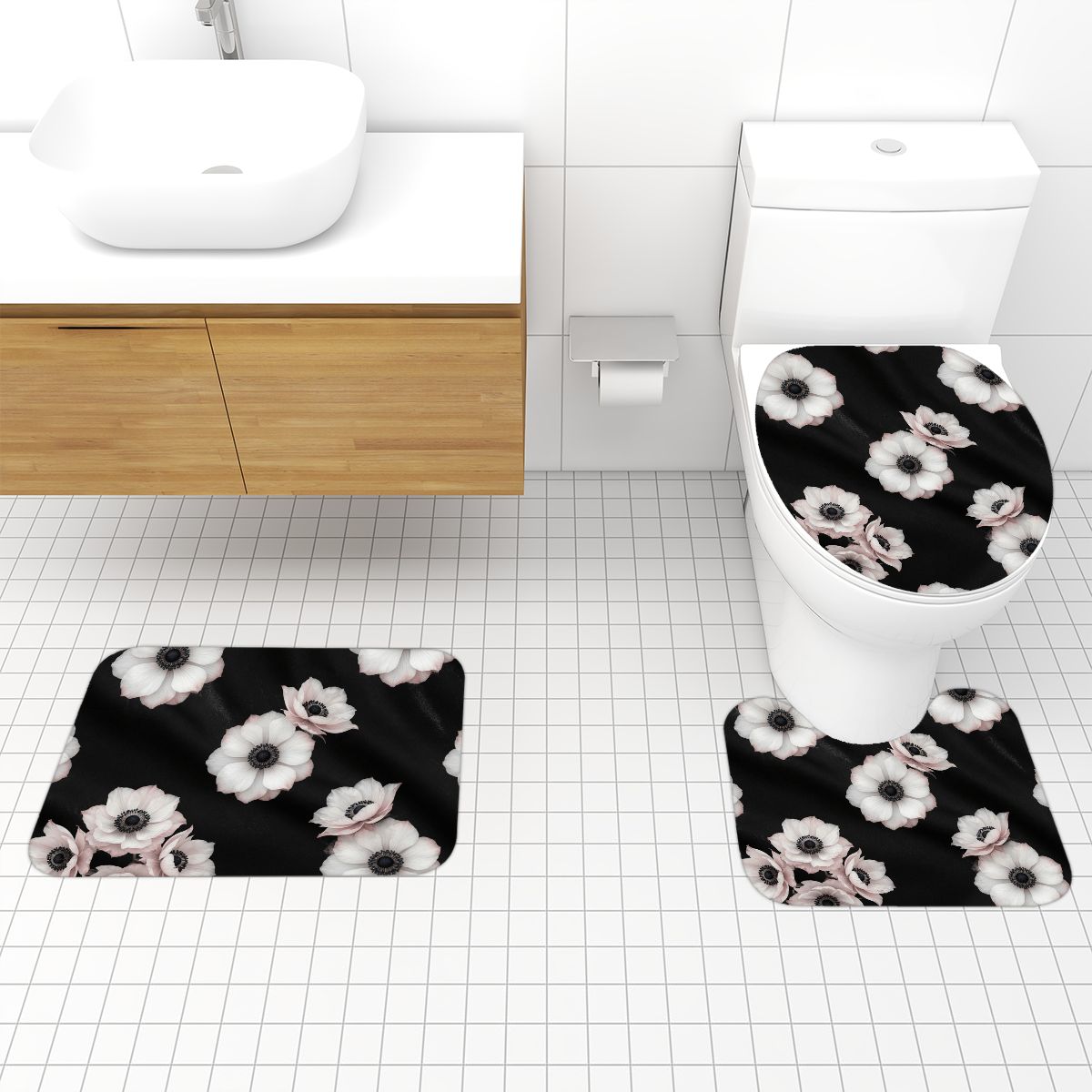 Bathroom Rugs Set 3 pcs 46anemonyv2aop