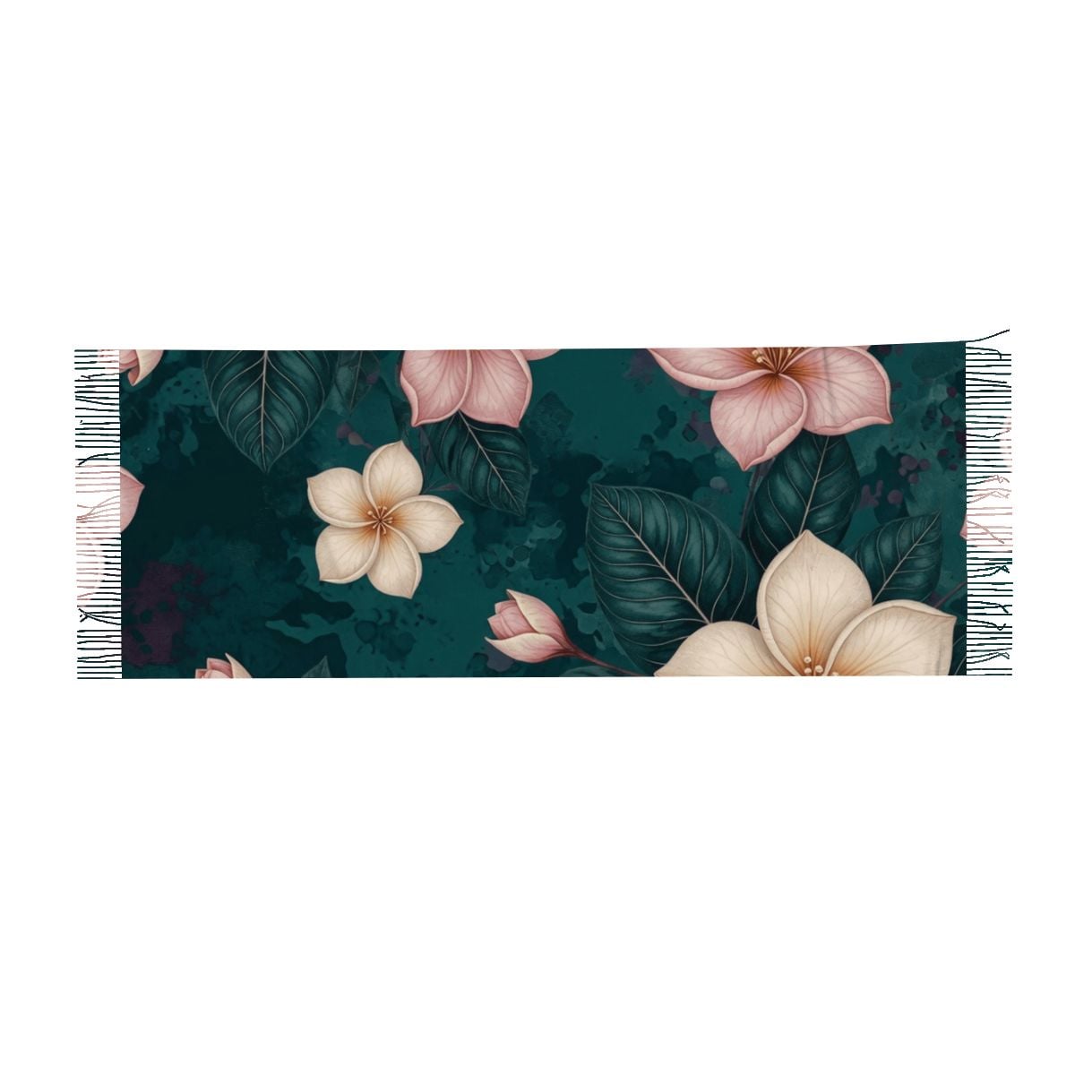 Warm Fringed Scarf for Women (Horizontal) 10plumeriatropikaop