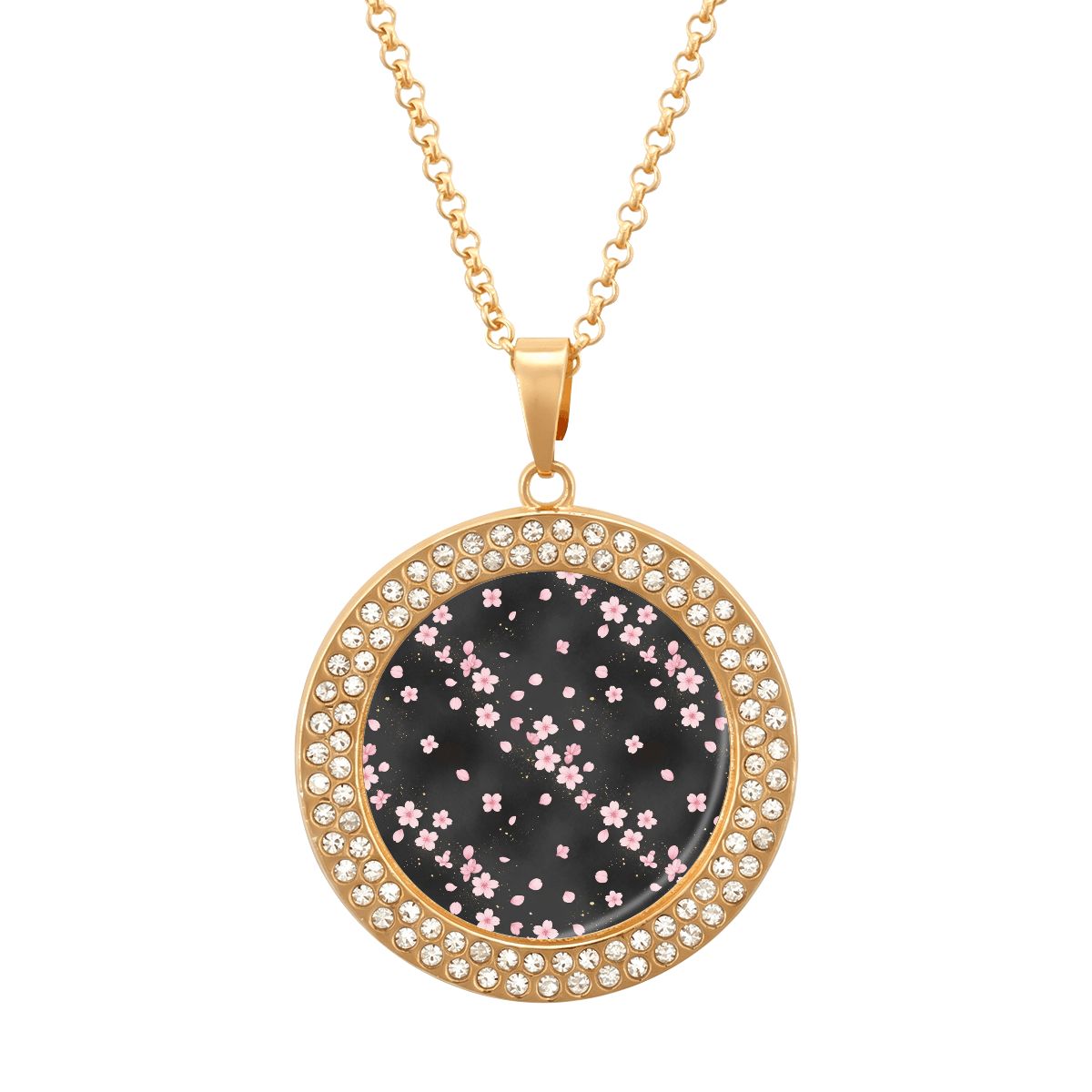Round Rhinestone Pendant Necklace 06sakuradustaop