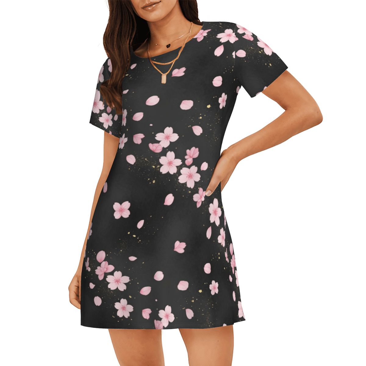 Women's Loose ShortSleeve Nightgown 06sakuradustaop
