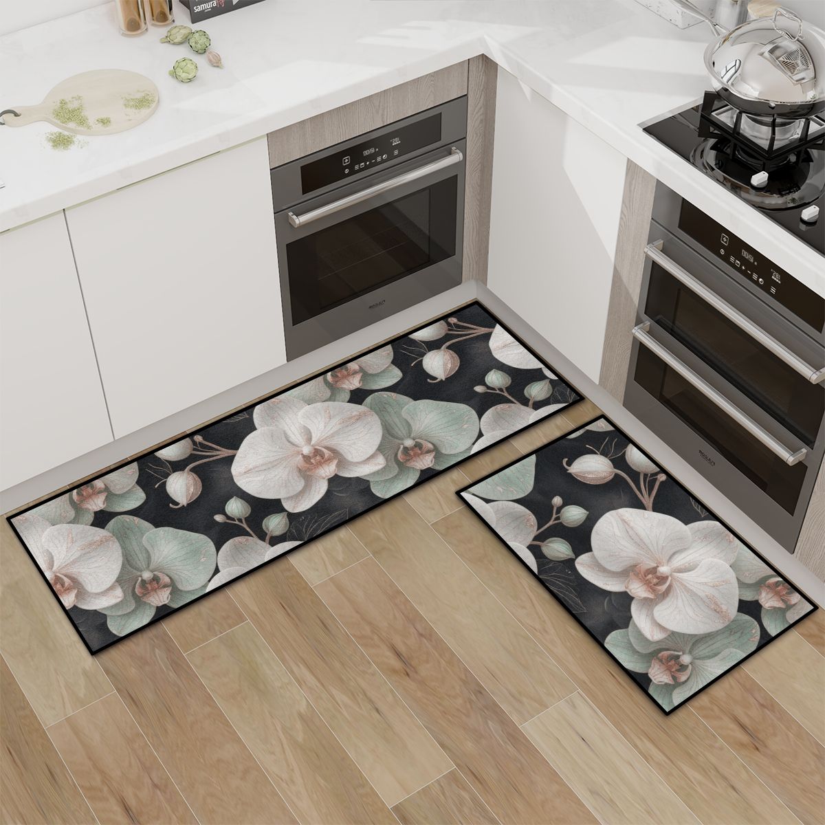 Kitchen Area Rug Set for Floor NonSlip Washable 28orchideegesteaop