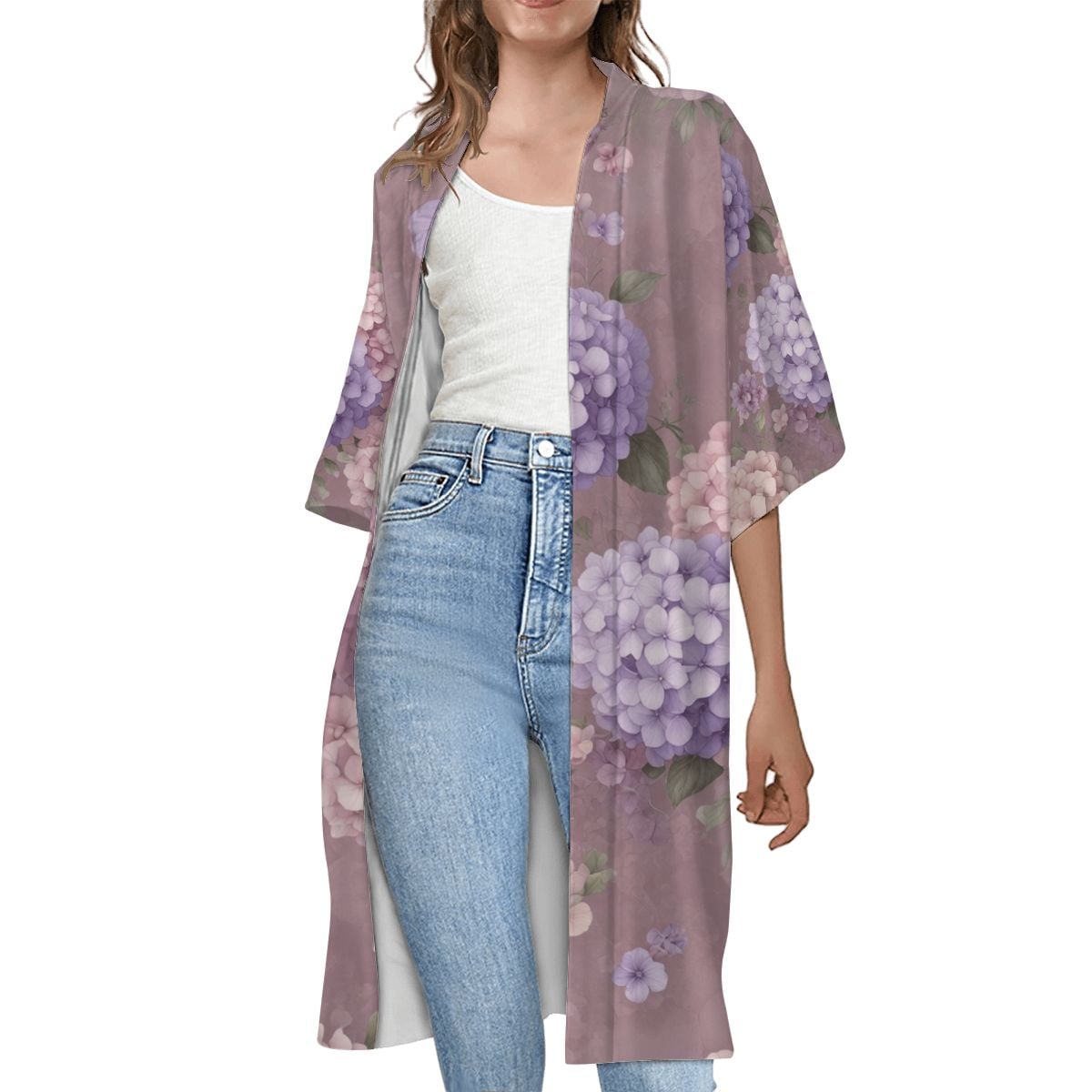 Women's Short Sleeve Cape 08hortensjelawendaaop