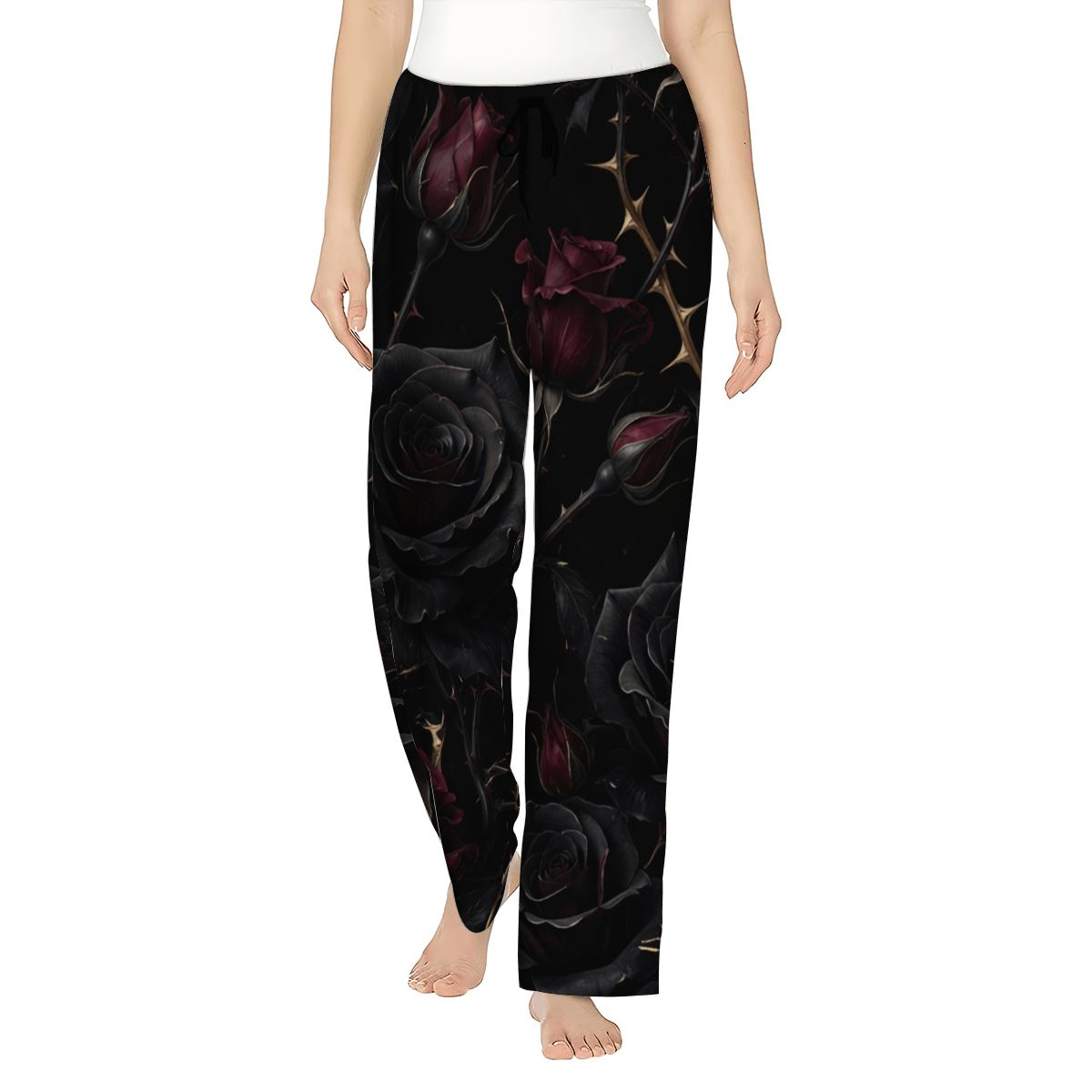 Women's Pajama Pants Customized Services 09noirroseaopbezfald