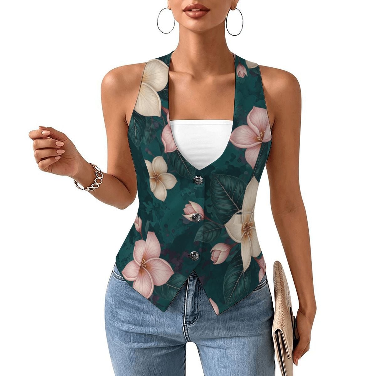 Women's Slim Fit Suit Vest 10plumeriatropikaop
