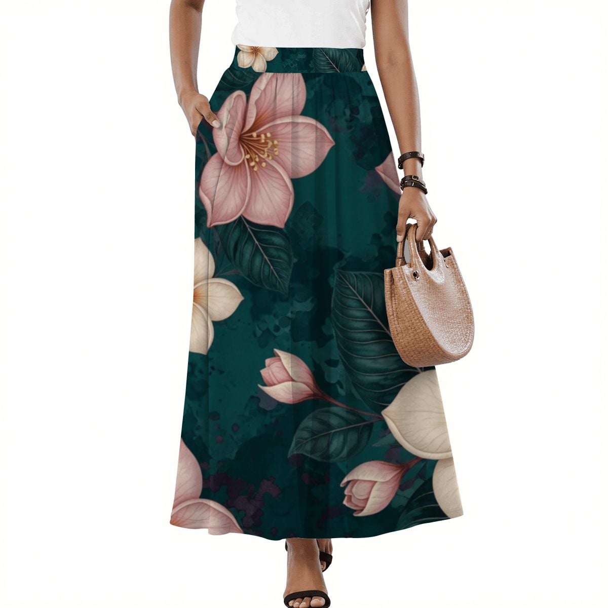 Midi Skirt with Pockets 10plumeriatropikaop