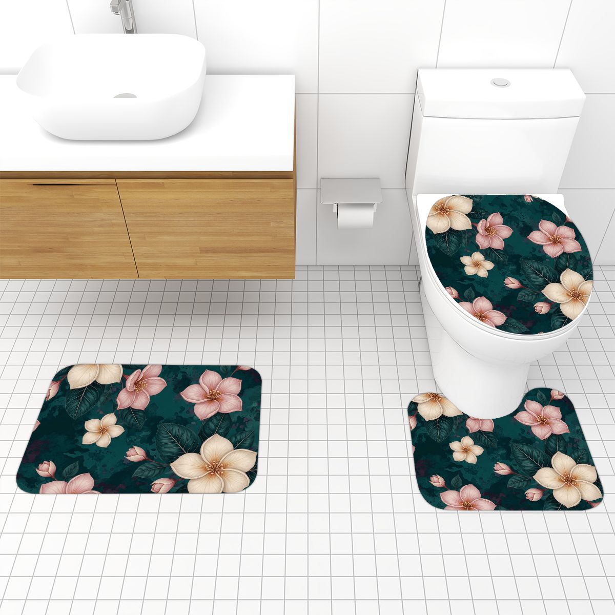 Bathroom Rugs Set 3 pcs 10plumeriatropikaop