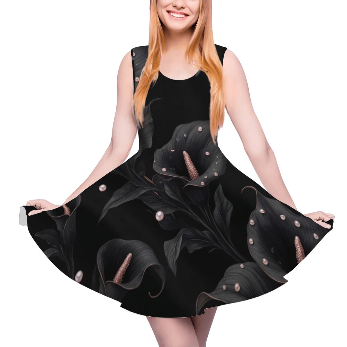 Women's Sleeveless Wide Dress/Hem Skater Skirt 05kalienoiraop
