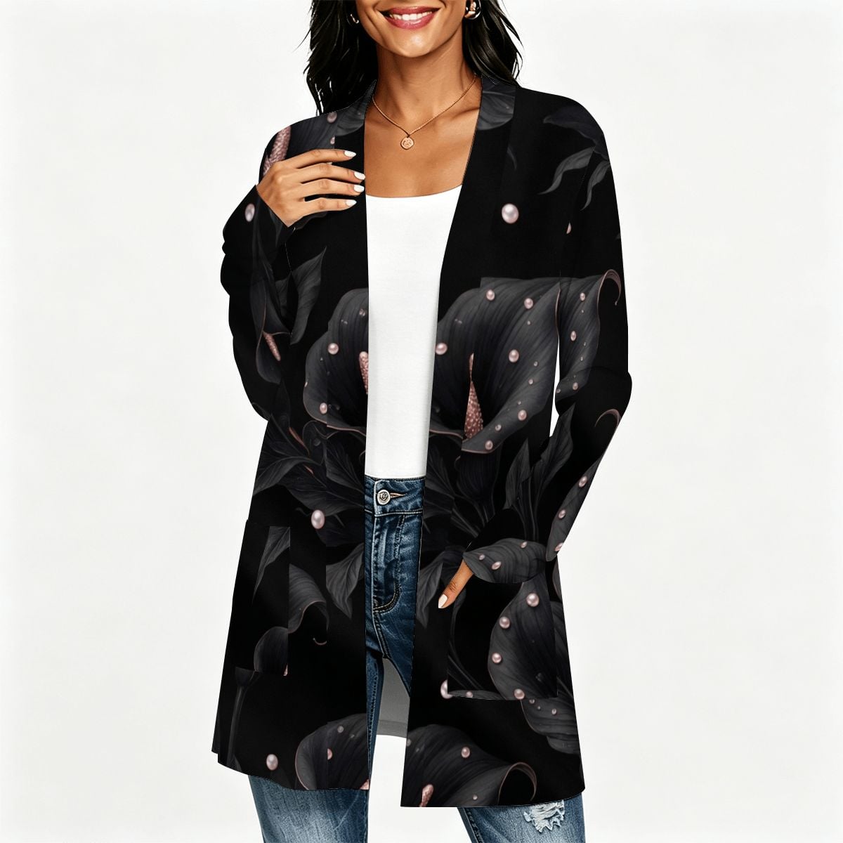 Women's Lightweight Open Front Cardigan 05kalienoiraop