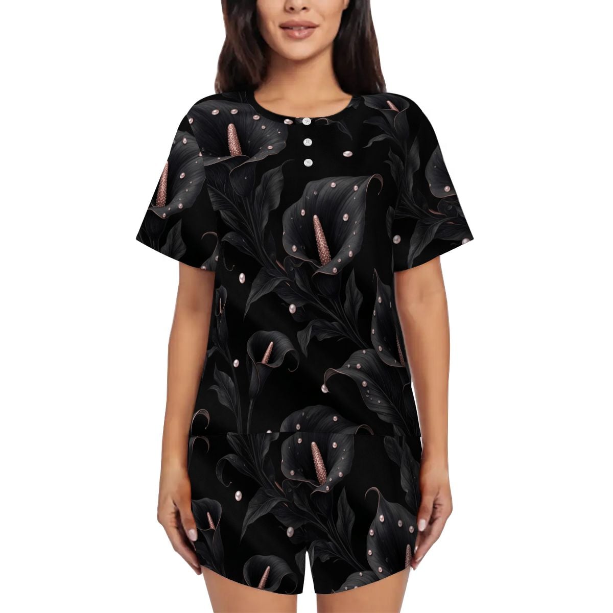 Pajama Sets for Women Crew Neck Short Sleeve 05kalienoiraop