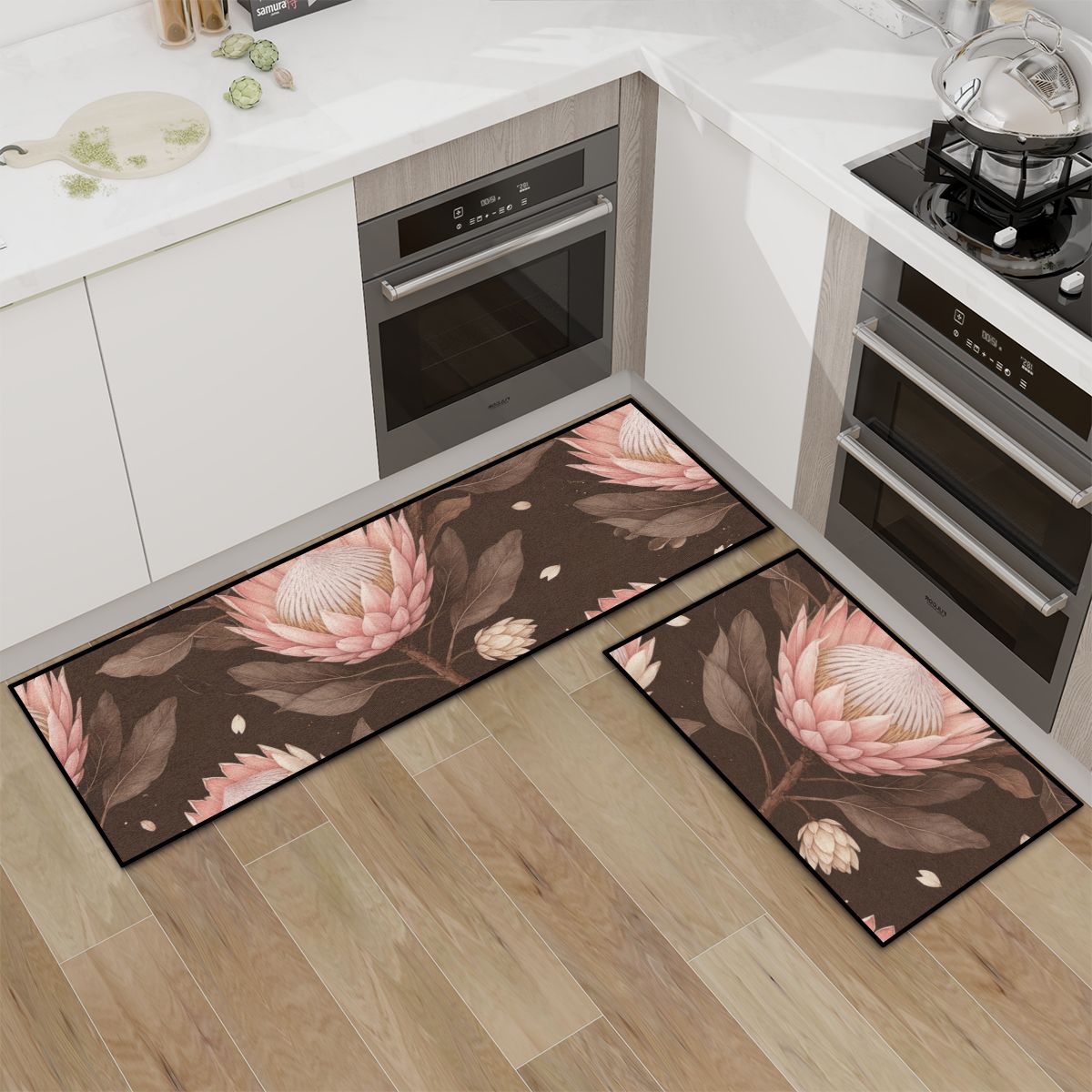Kitchen Area Rug Set for Floor NonSlip Washable 20proteaespressoaop