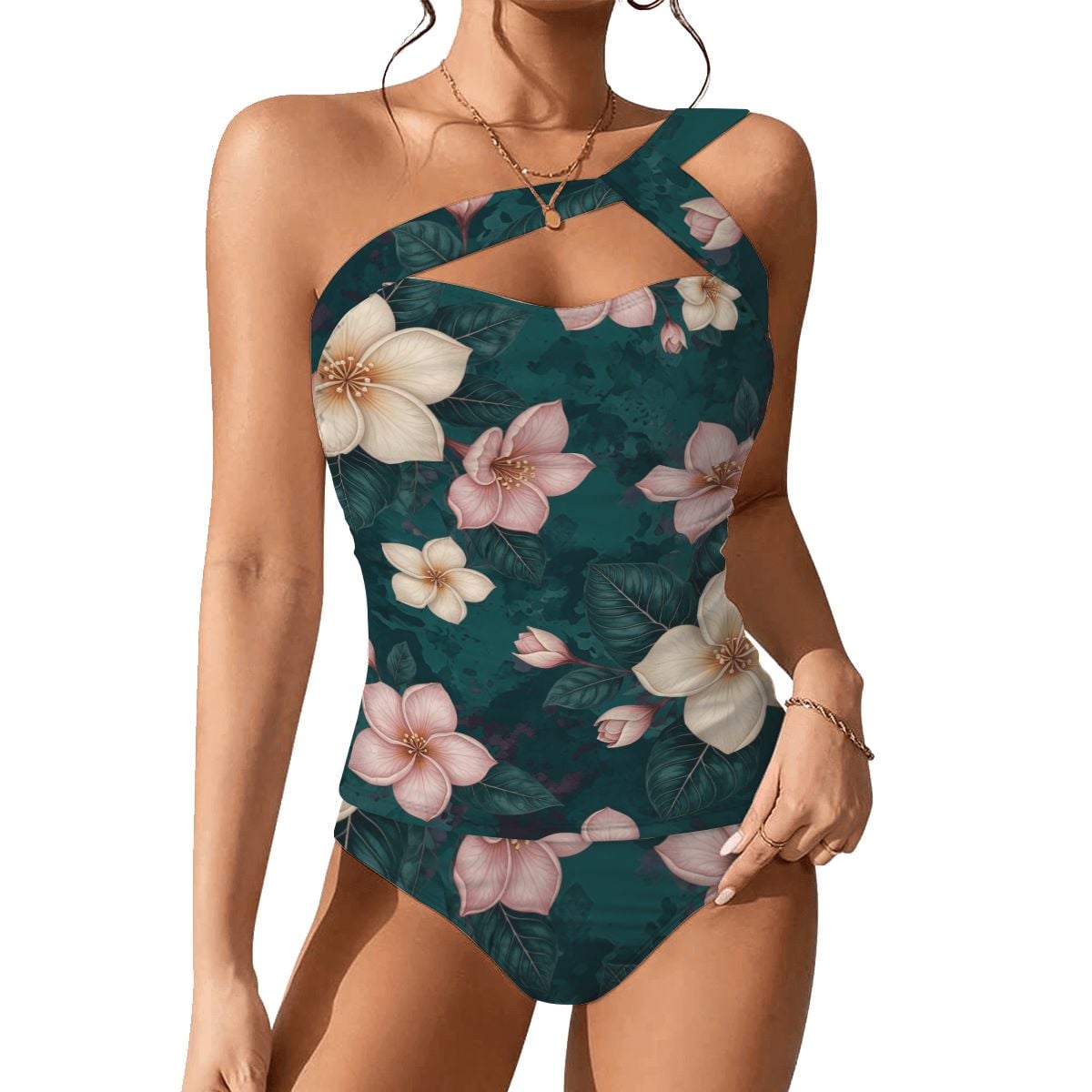 OneShoulder Two Piece Swimsuit Customized Services 10plumeriatropikaop