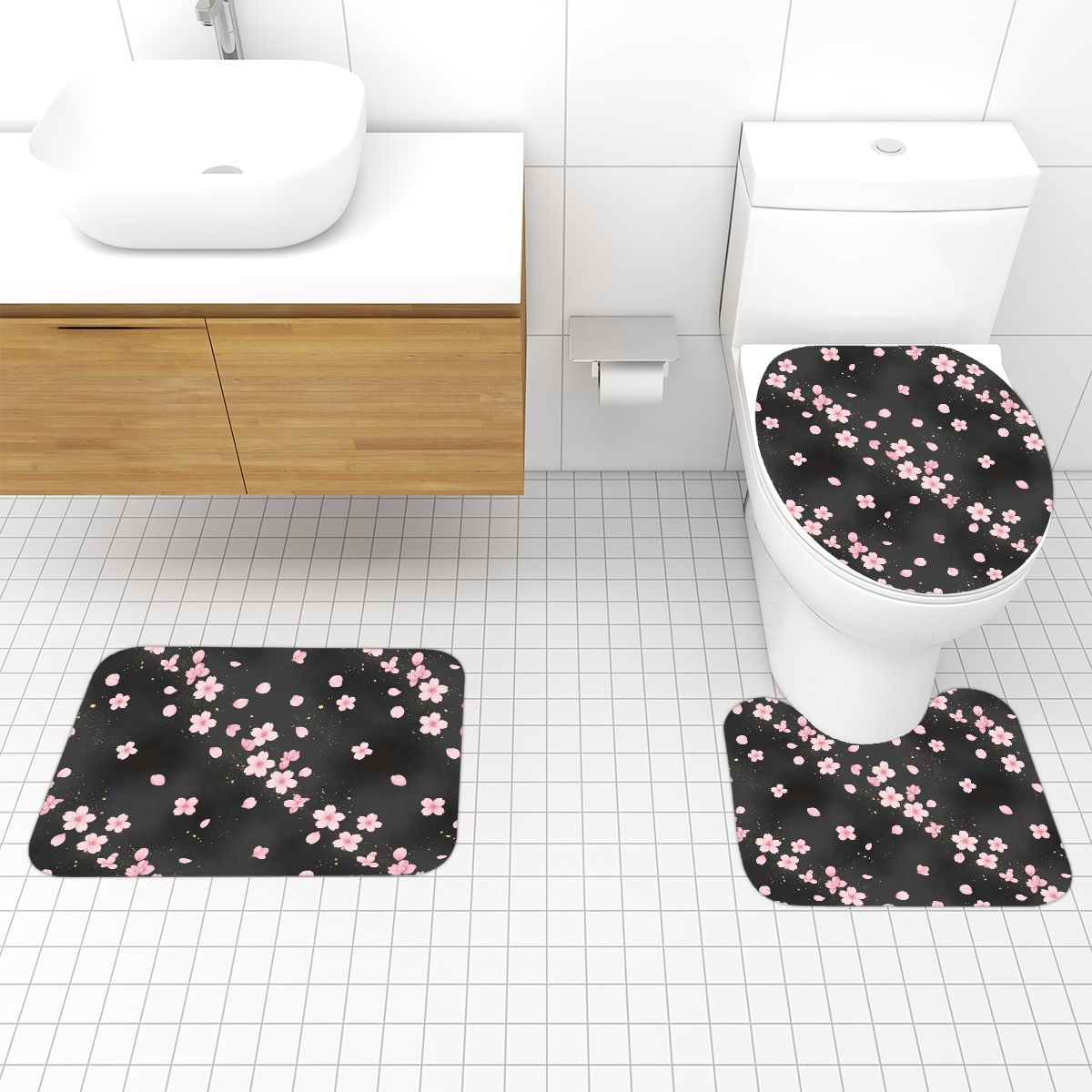 Bathroom Rugs Set 3 pcs 06sakuradustaop