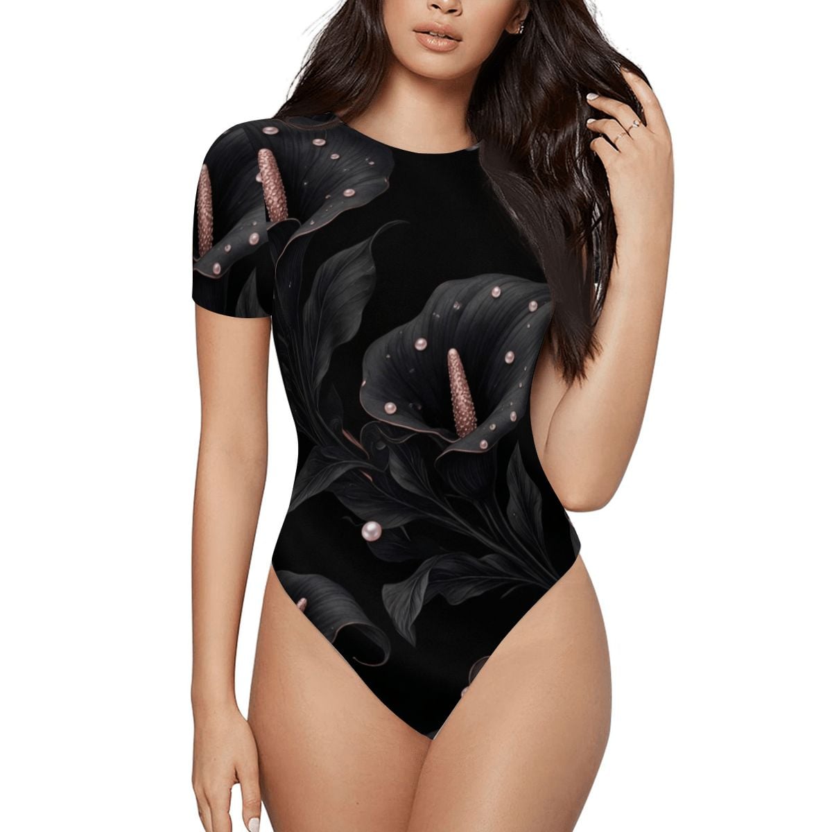 Women Short Sleeve Bodysuit 05kalienoiraop