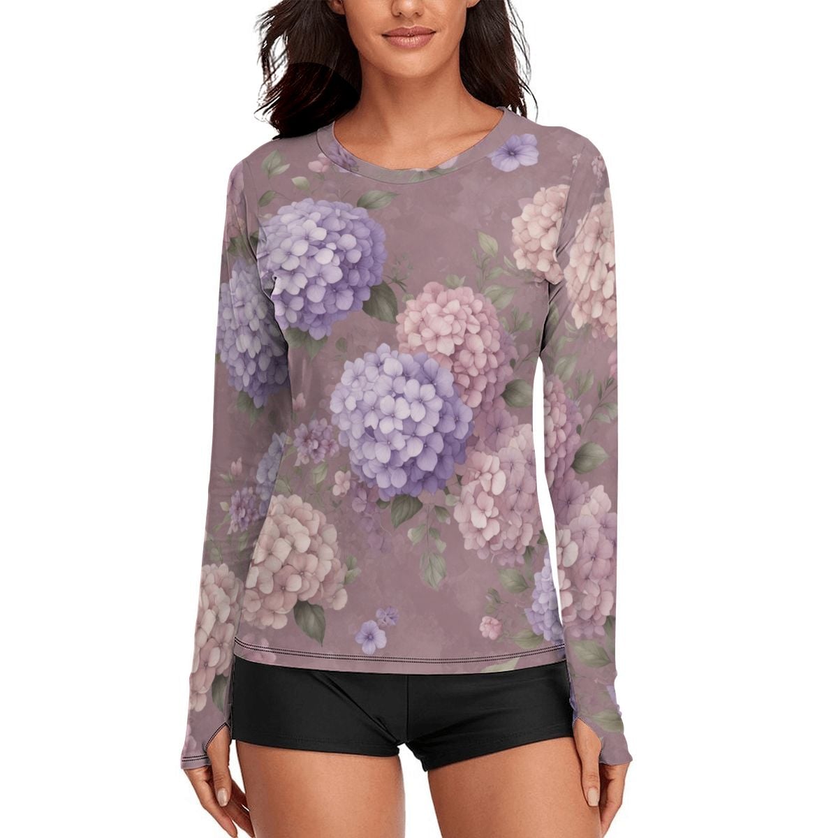 Women's LongSleeve Sun Shirts 08hortensjelawendaaop