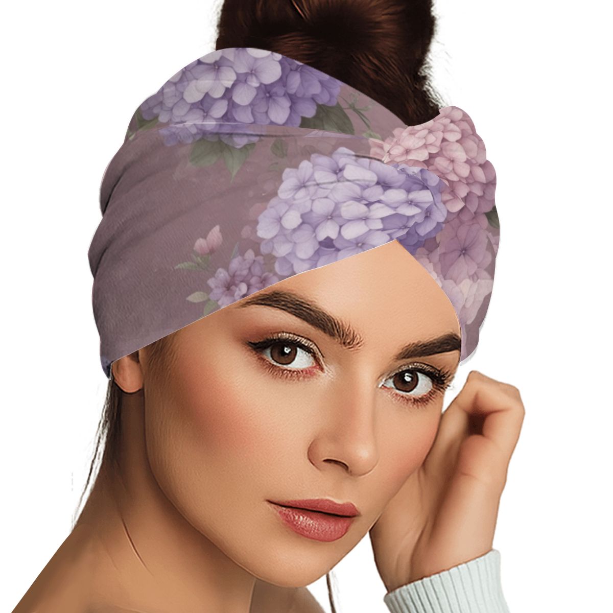 Extra Wide Headbands for Women 1PC 08hortensjelawendaaop