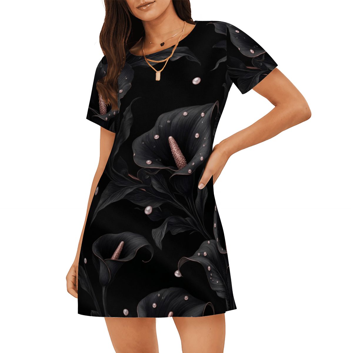 Women's Loose ShortSleeve Nightgown 05kalienoiraop