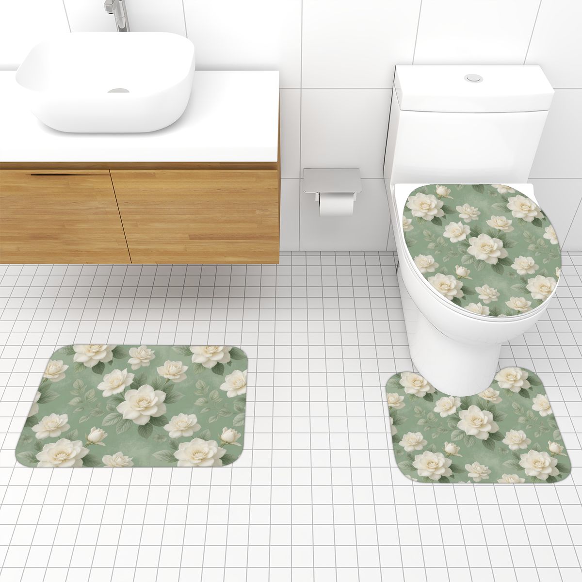 Bathroom Rugs Set 3 pcs 18gardeniesageaop