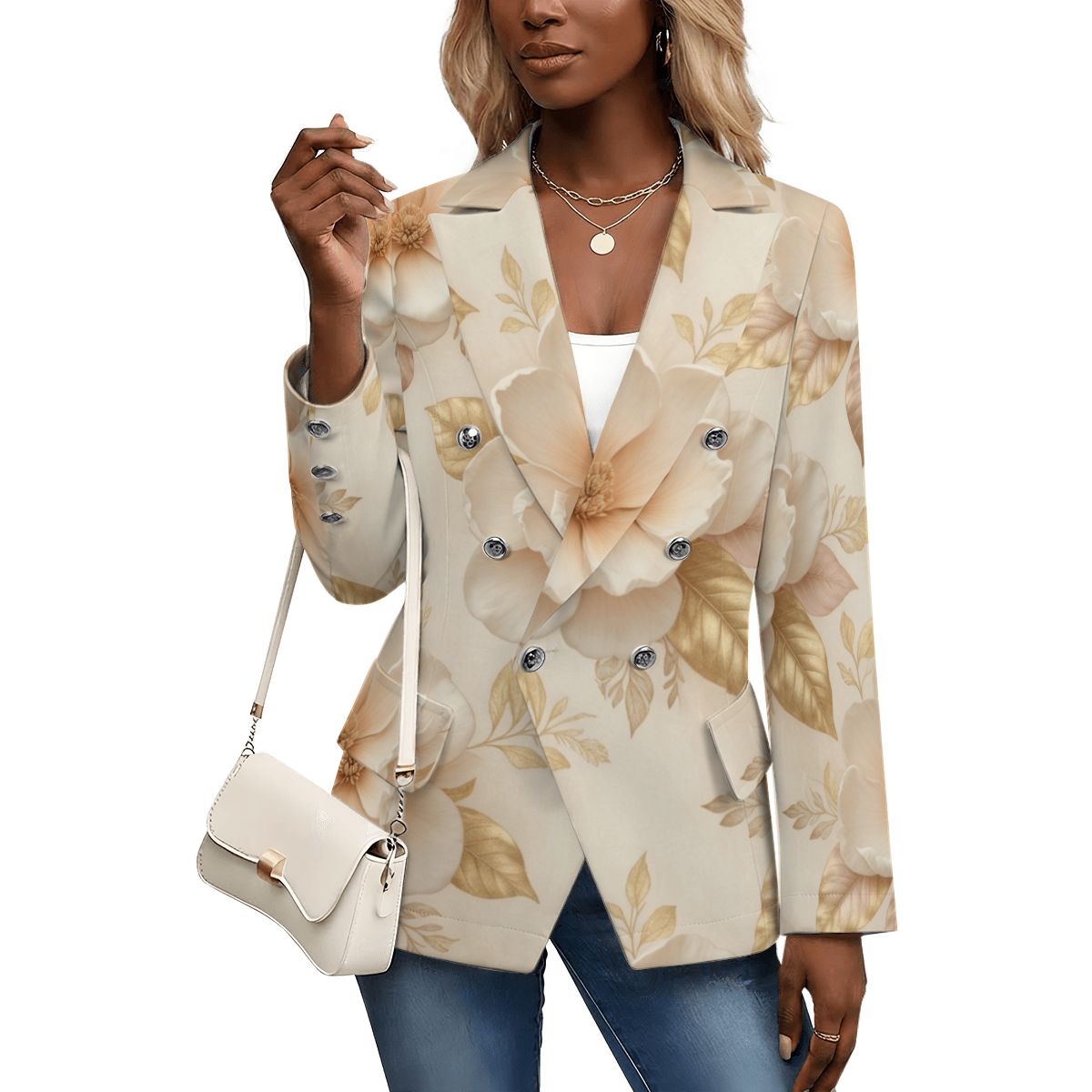 Women's Casual Blazer 04magnoliechampagneaop