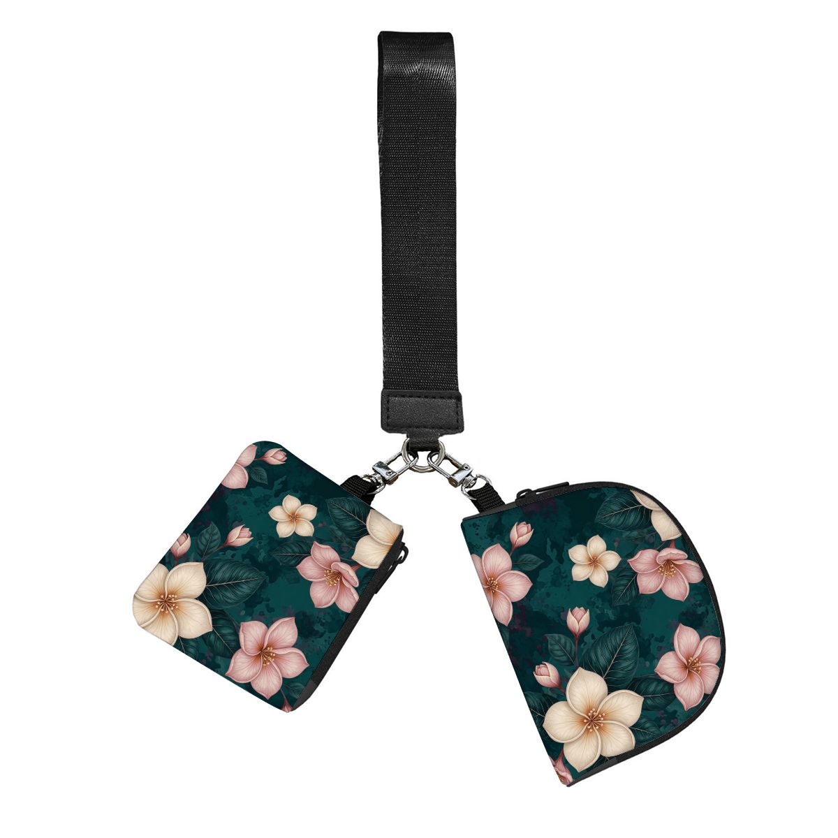Dual Pouch Keychain Wristlet Wallet 10plumeriatropikaop
