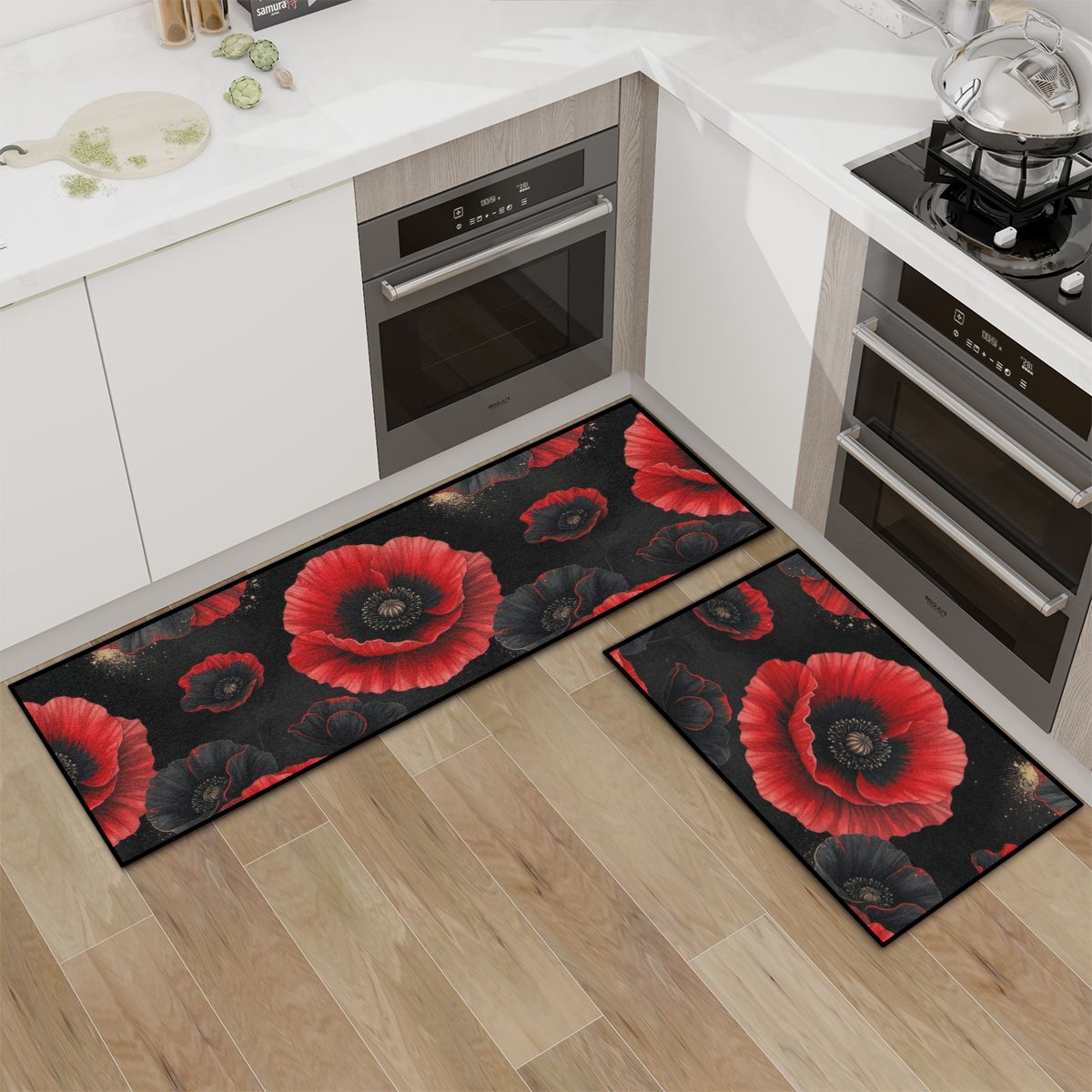 Kitchen Area Rug Set for Floor NonSlip Washable 17makinoiraop