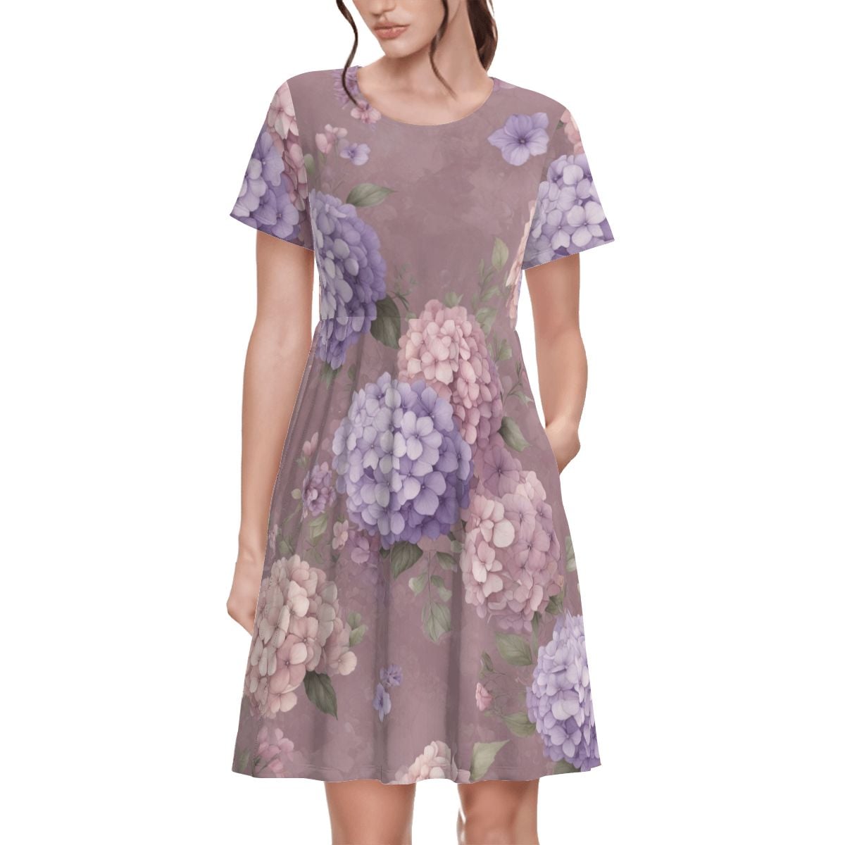 Women's TShirt Dress 08hortensjelawendaaop