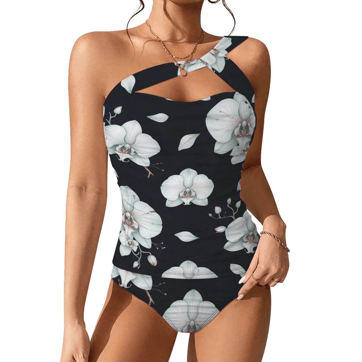 OneShoulder Two Piece Swimsuit Customized Services 03orchideenocaop
