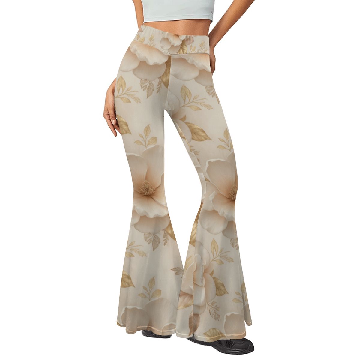 Women's Flare Yoga Pants 04magnoliechampagneaop