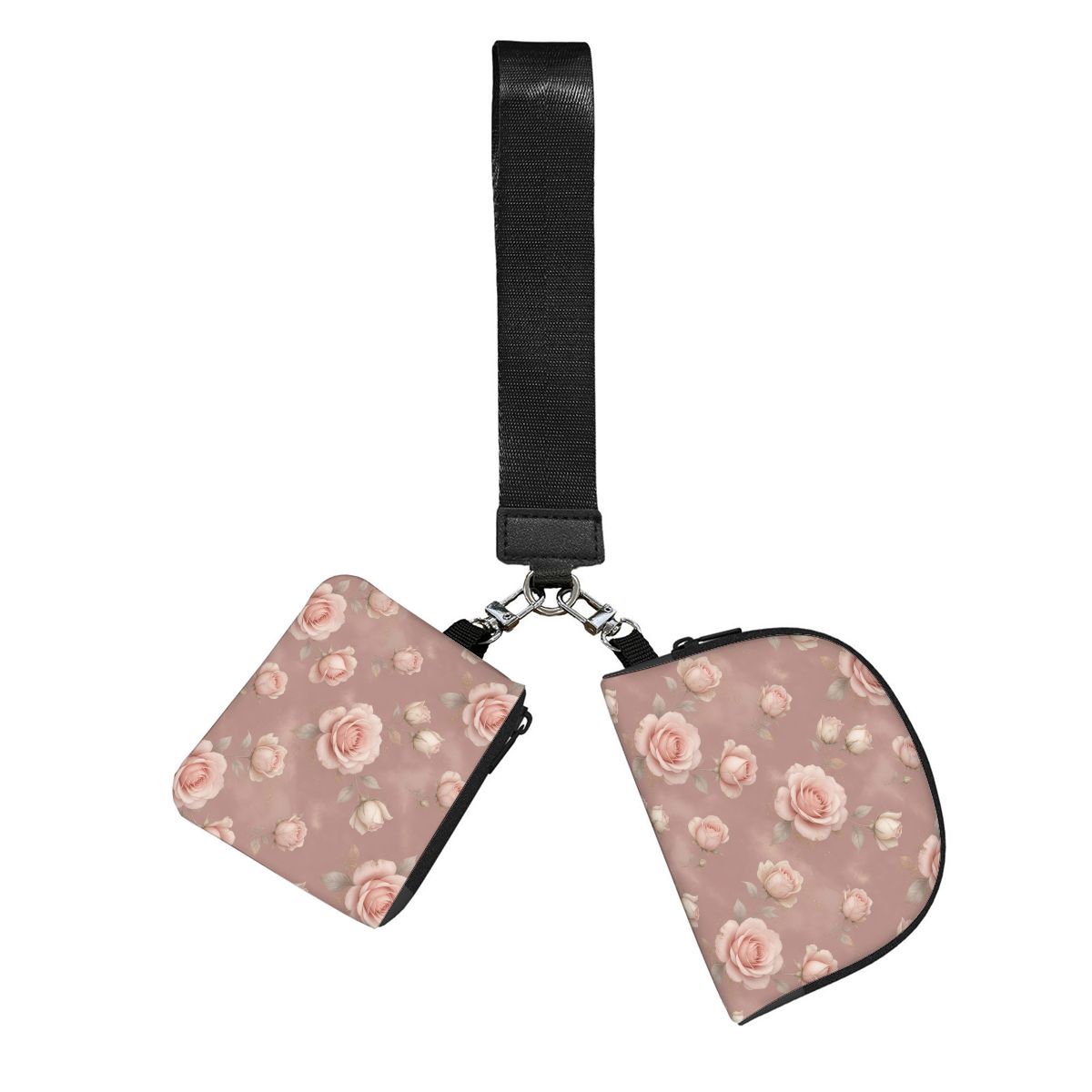 Dual Pouch Keychain Wristlet Wallet 02rozeblushaop