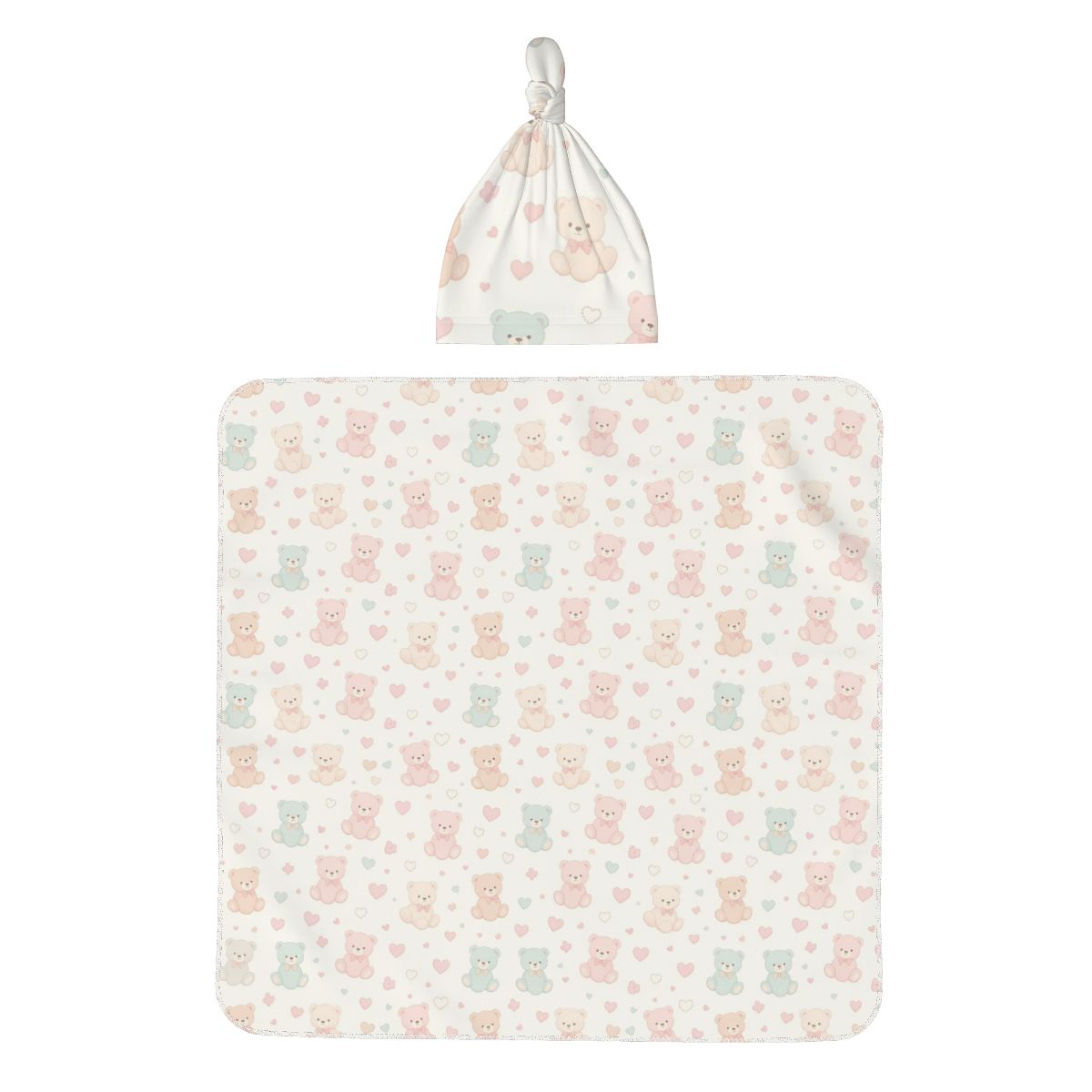 Baby Swaddle Blanket  Beanie Hat Set misiekokardki