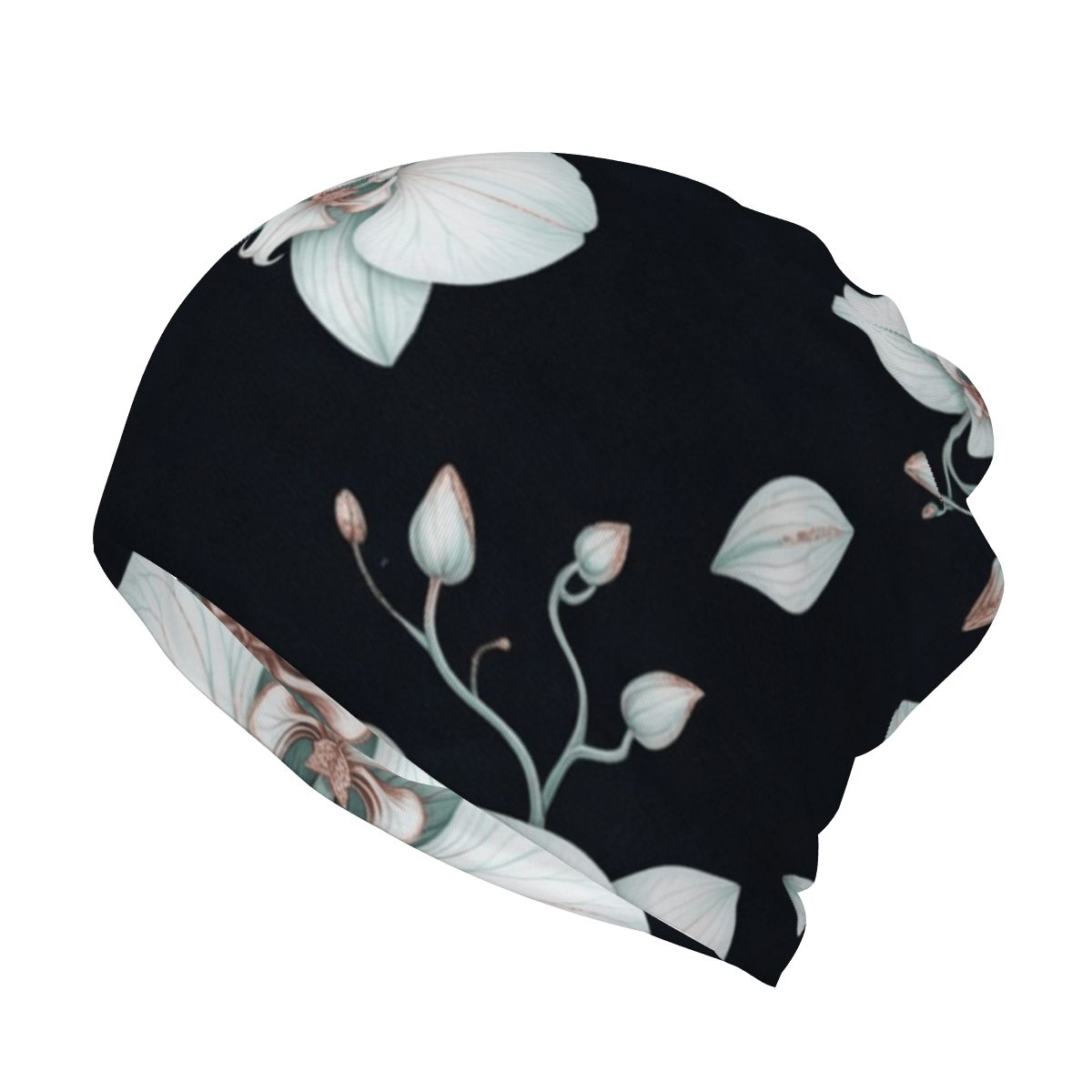 Ponytail Beanie Hat Convertible Neck Gaiter 03orchideenocaop