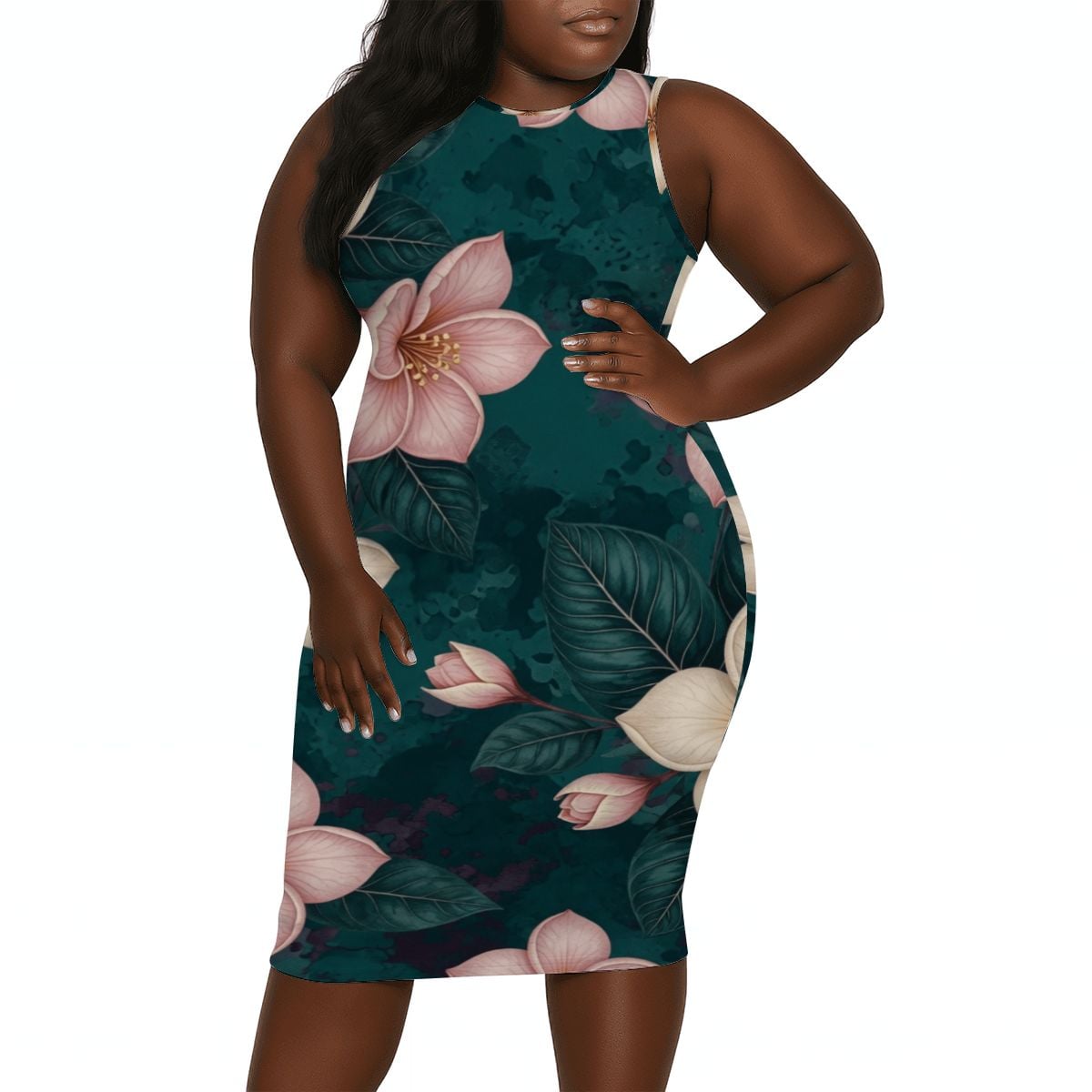 Women's Plus Size Sleeveless Dress 10plumeriatropikaop