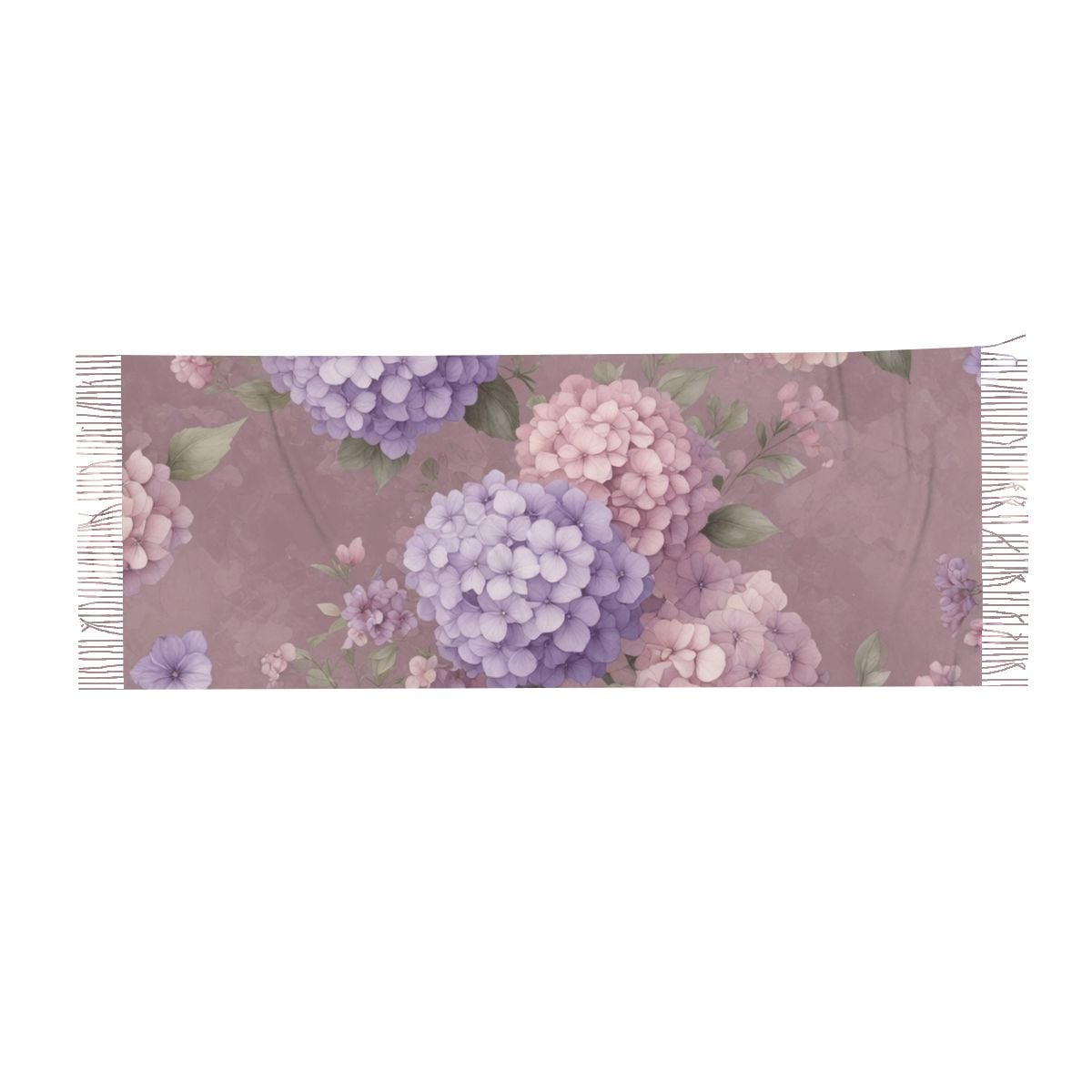 Warm Fringed Scarf for Women (Horizontal) 08hortensjelawendaaop