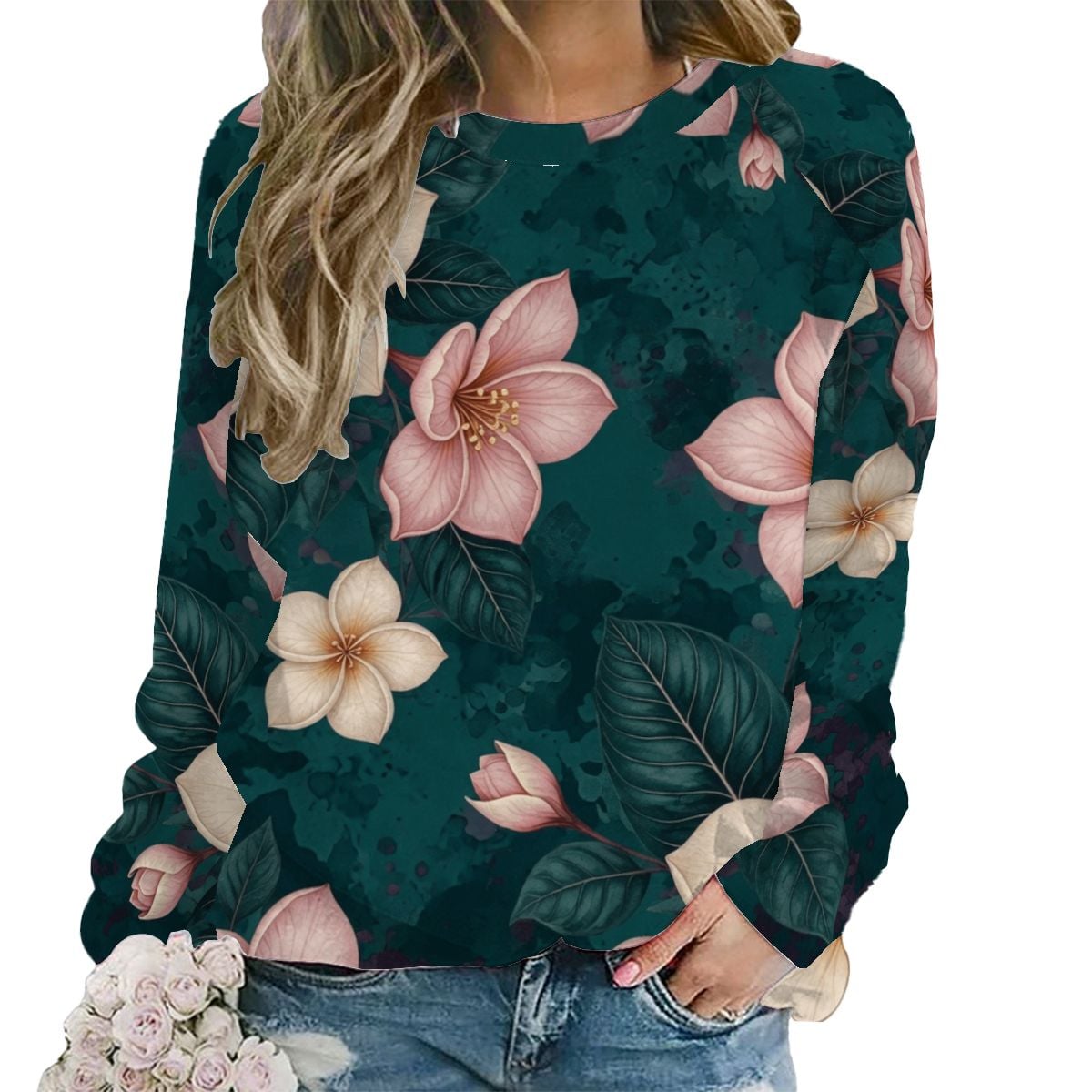 Raglan Crewneck Sweatshirts Women 10plumeriatropikaop