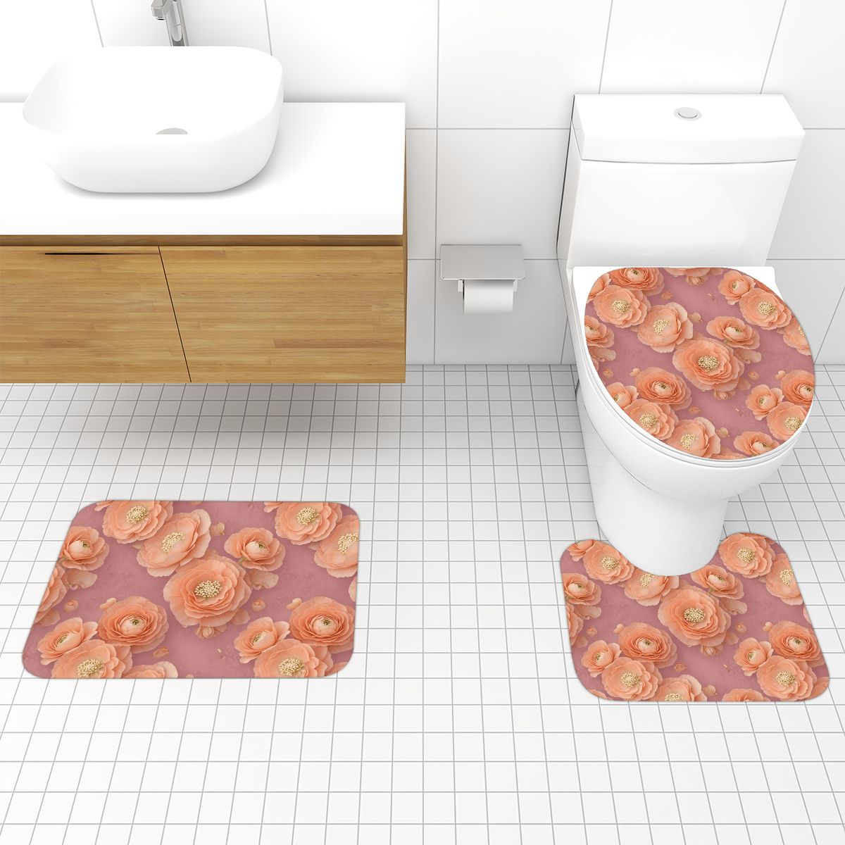 Bathroom Rugs Set 3 pcs 19jaskrybrzoskwiniaaop