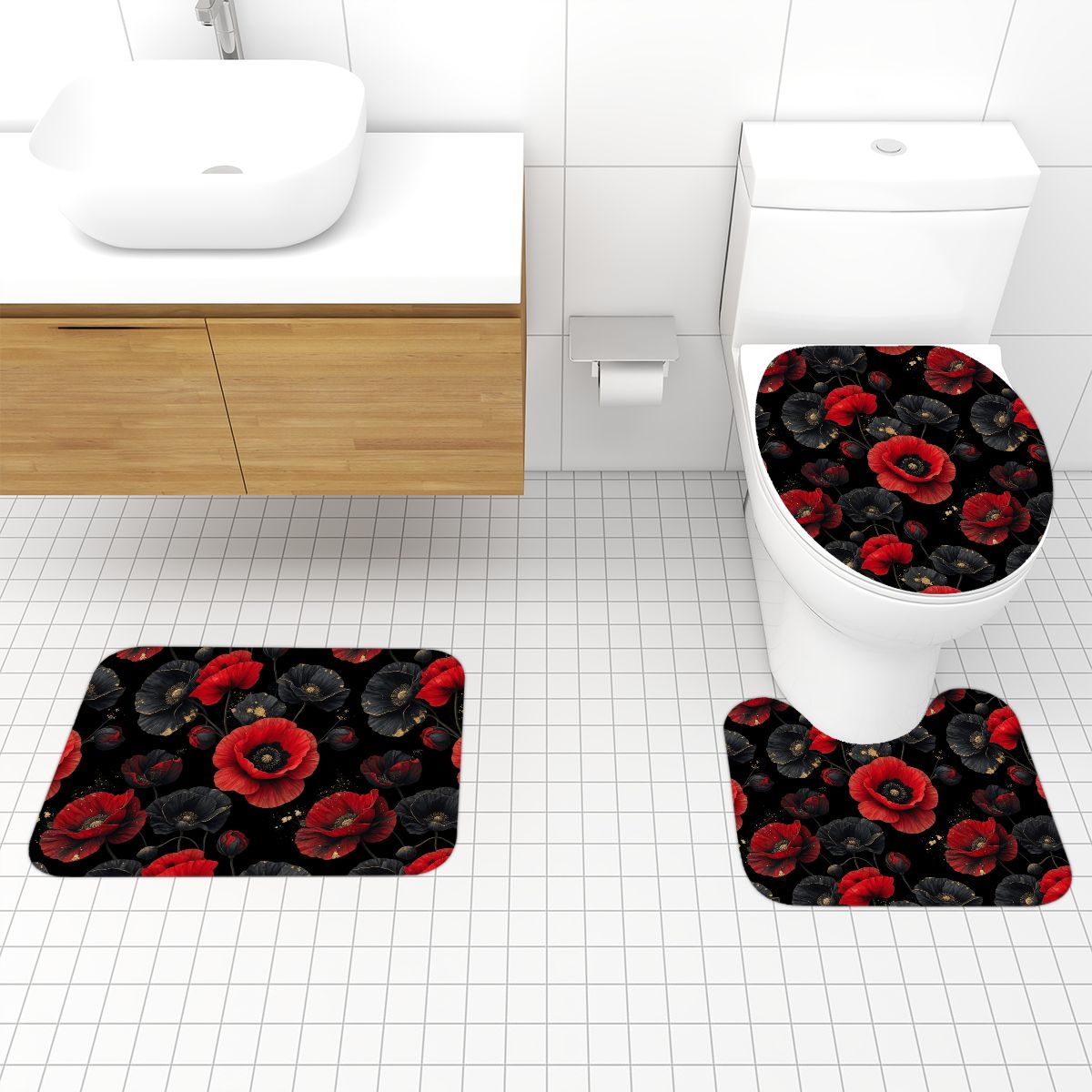 Bathroom Rugs Set 3 pcs 42makiv2aop
