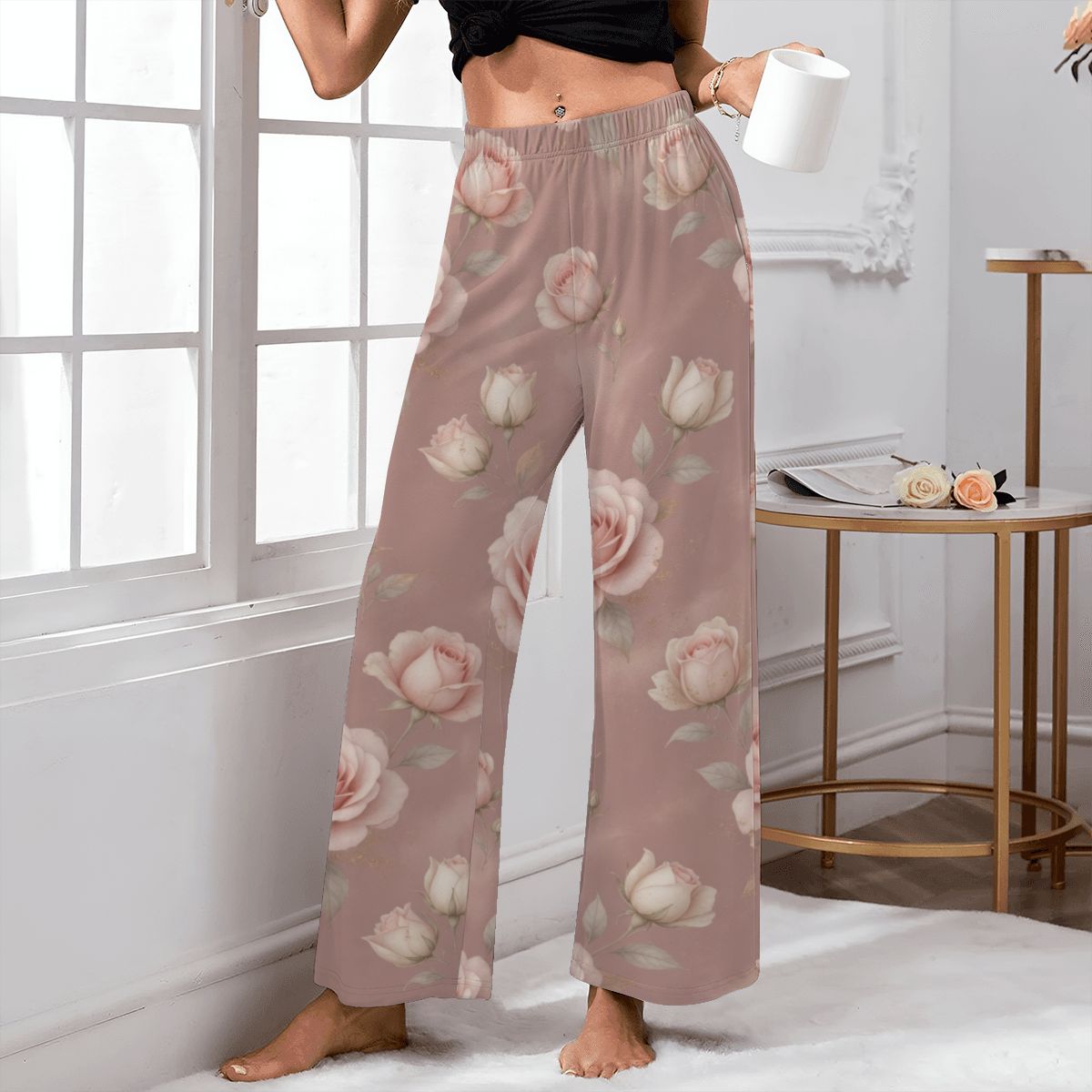 Women's Pajama Pants (Made in USA) 02rozeblushaop