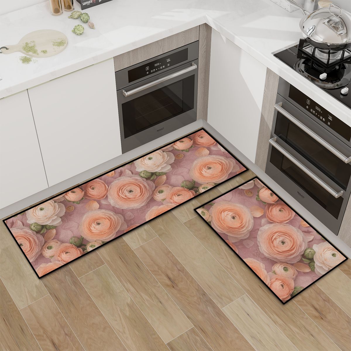 Kitchen Area Rug Set for Floor NonSlip Washable 44jaskryv2aop