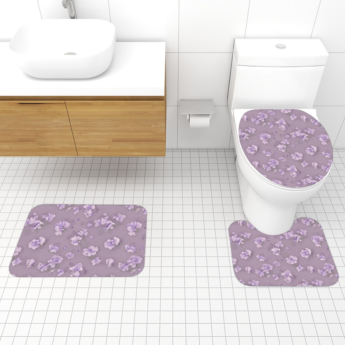 Bathroom Rugs Set 3 pcs 23groszeklawendaaop