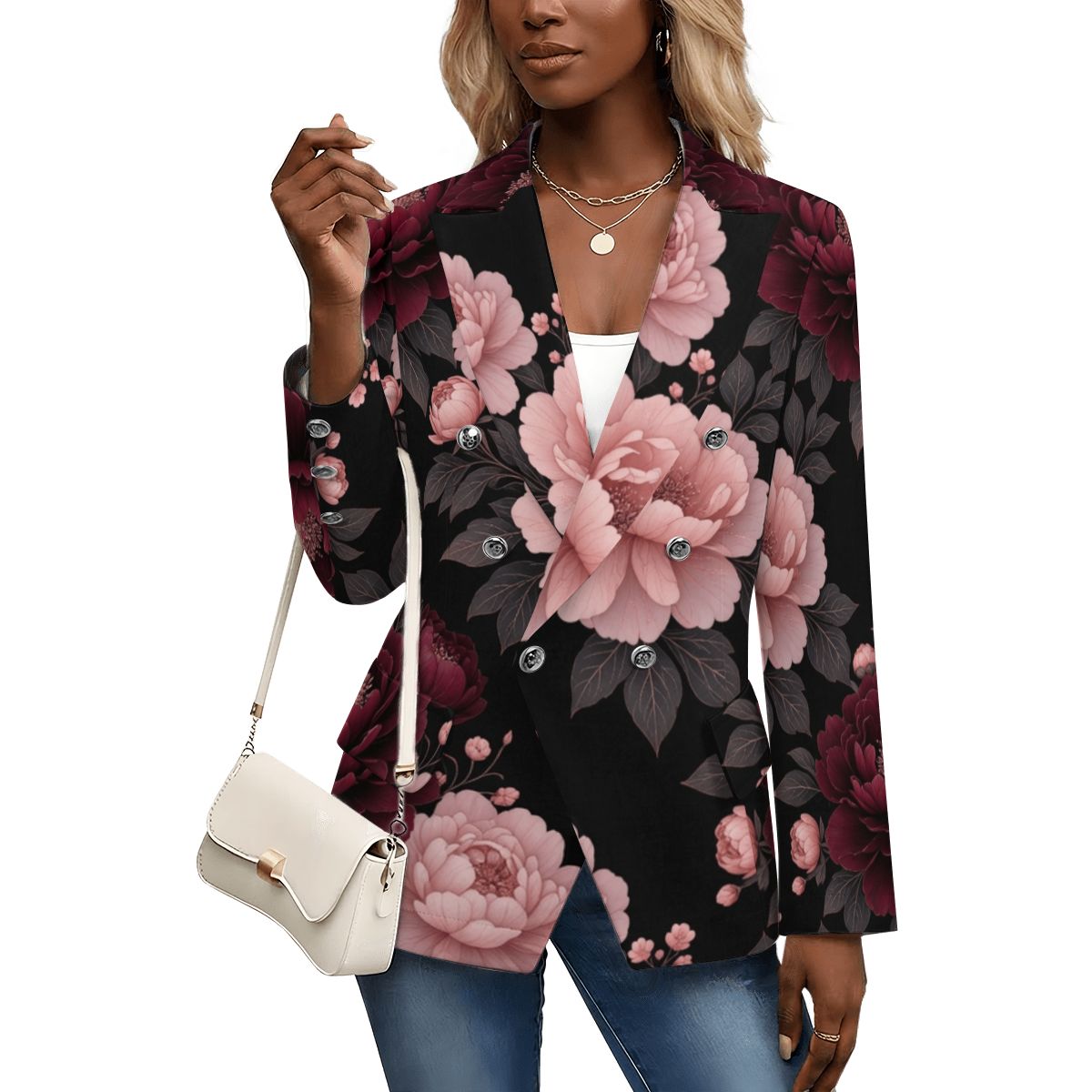 Women's Casual Blazer 01peoniegardenaop