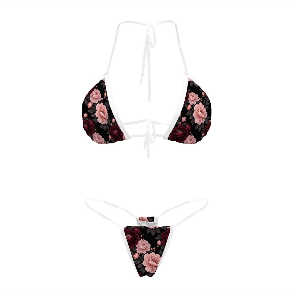 Bikini with Transparent Straps Customized Services 01peoniegardenaop