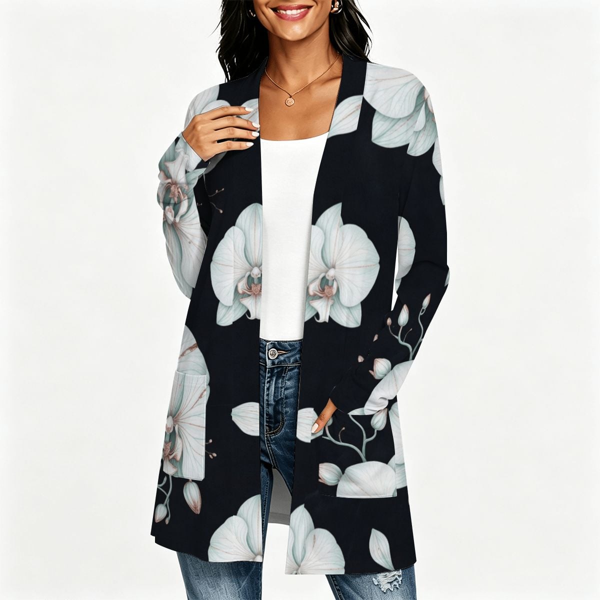Women's Lightweight Open Front Cardigan 03orchideenocaop