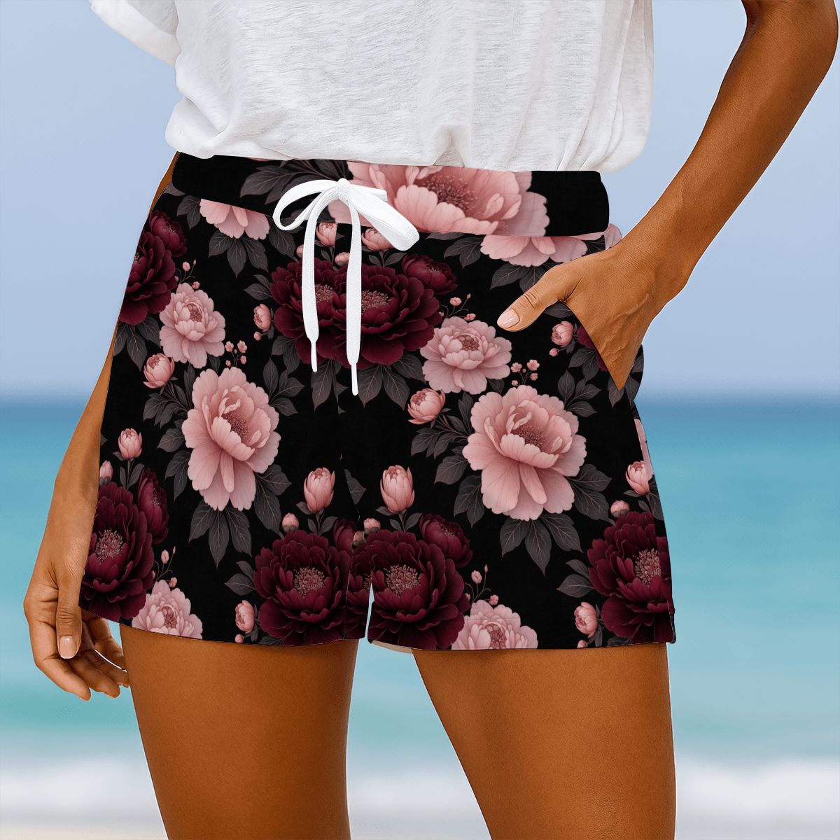 Women's Beach Shorts 01peoniegardenaop
