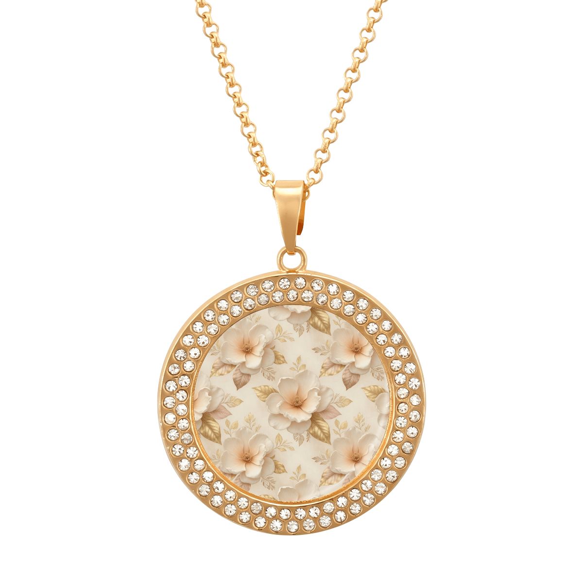 Round Rhinestone Pendant Necklace 04magnoliechampagneaop