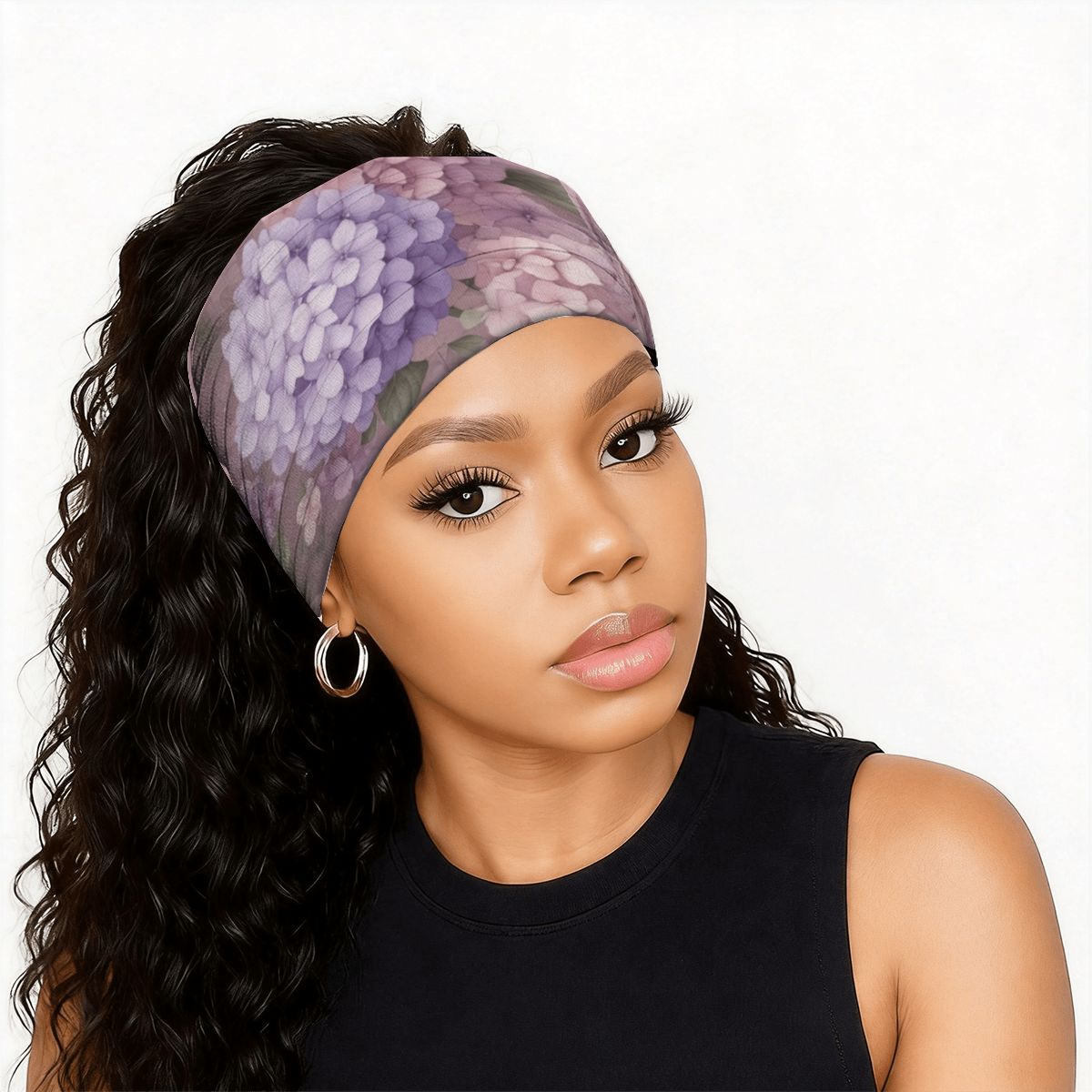 Wide Turban Headbands for Women 1PC 08hortensjelawendaaop