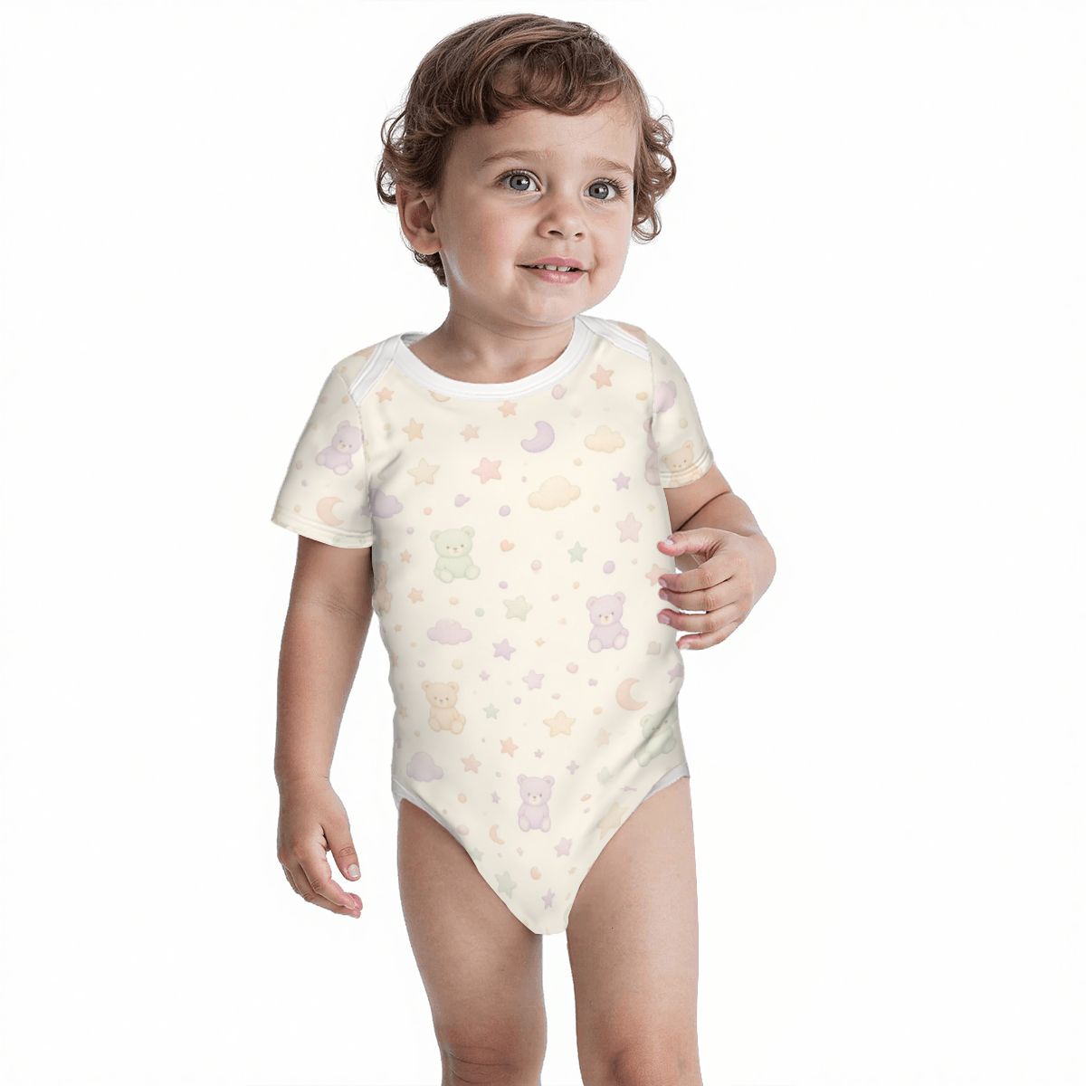 Baby Cotton Short Sleeve Onesies misiegwiazdki